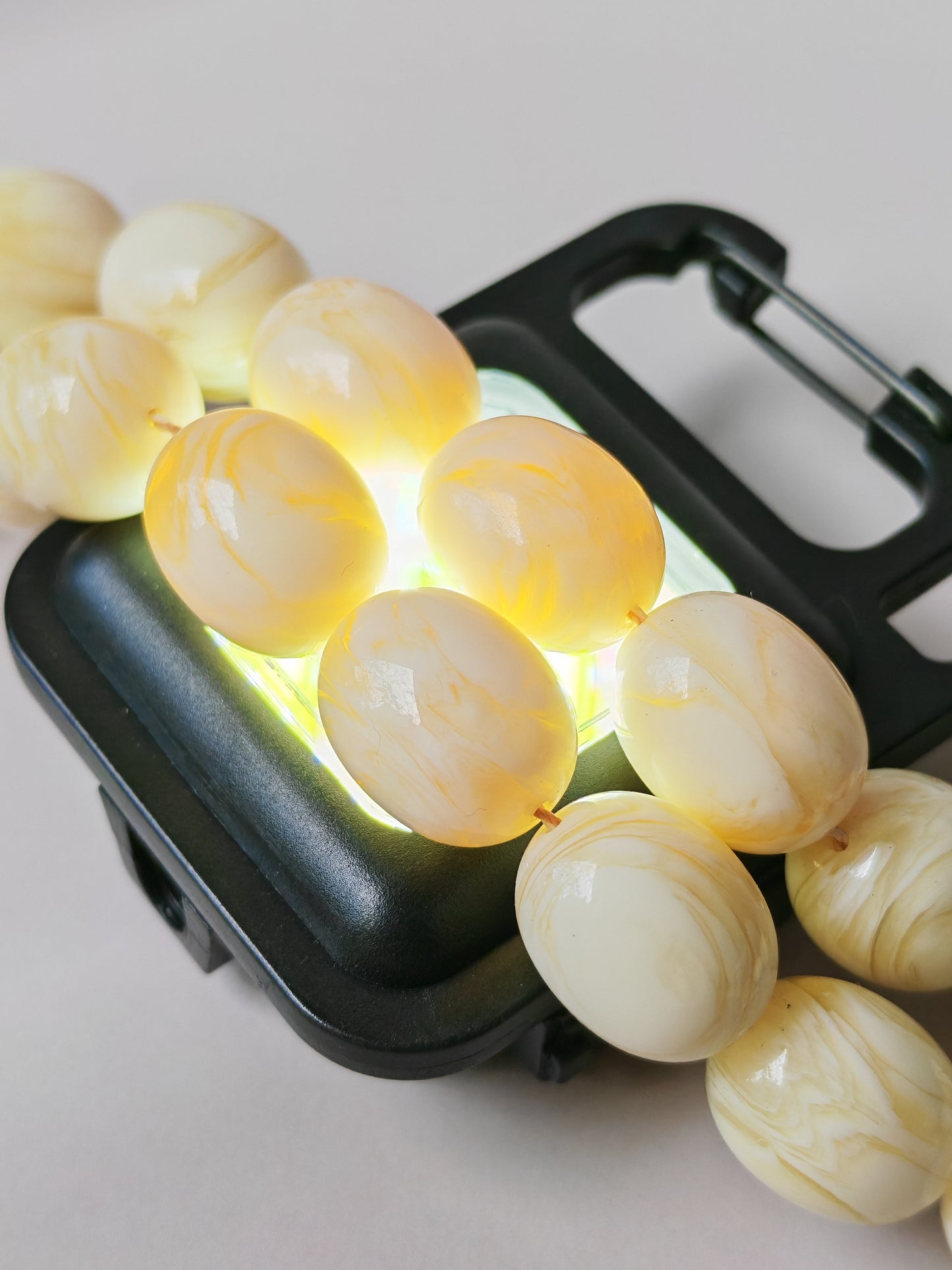 White French Galalith Rosary Tornado 33 Beads