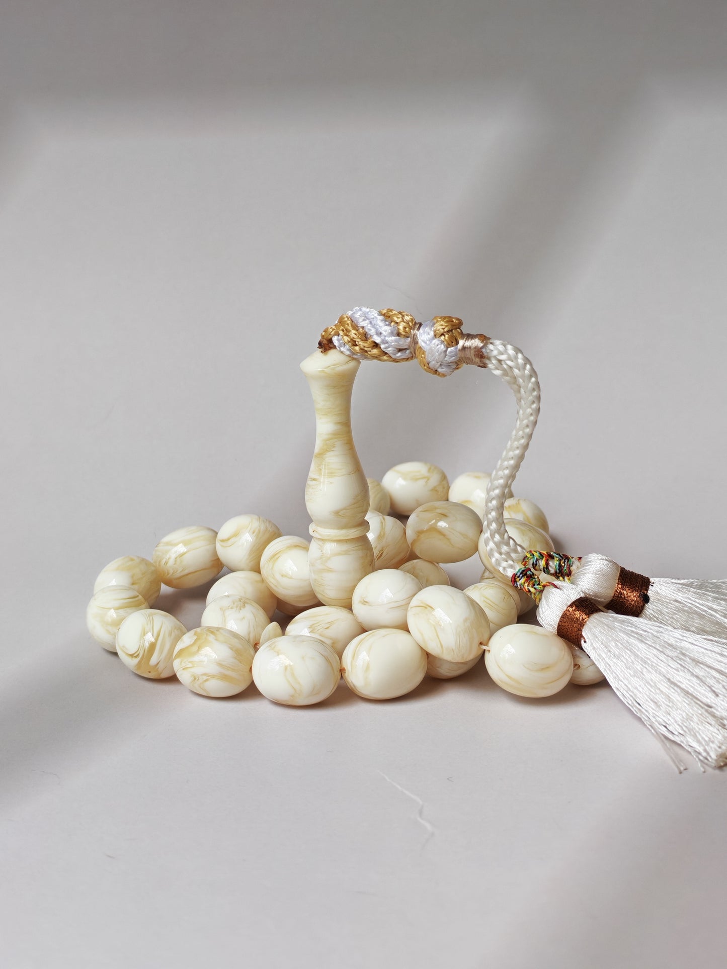 White French Galalith Rosary Tornado 33 Beads