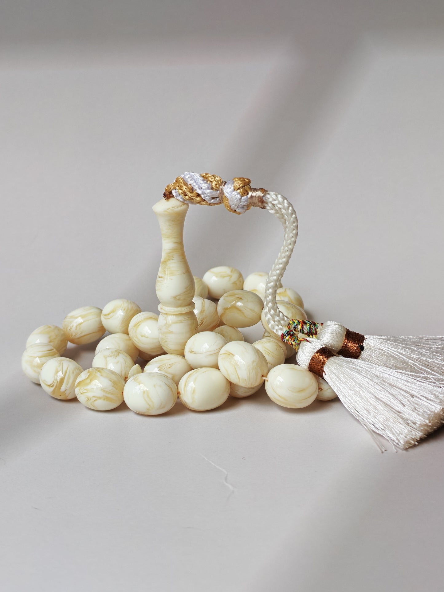 White French Galalith Rosary Tornado 33 Beads