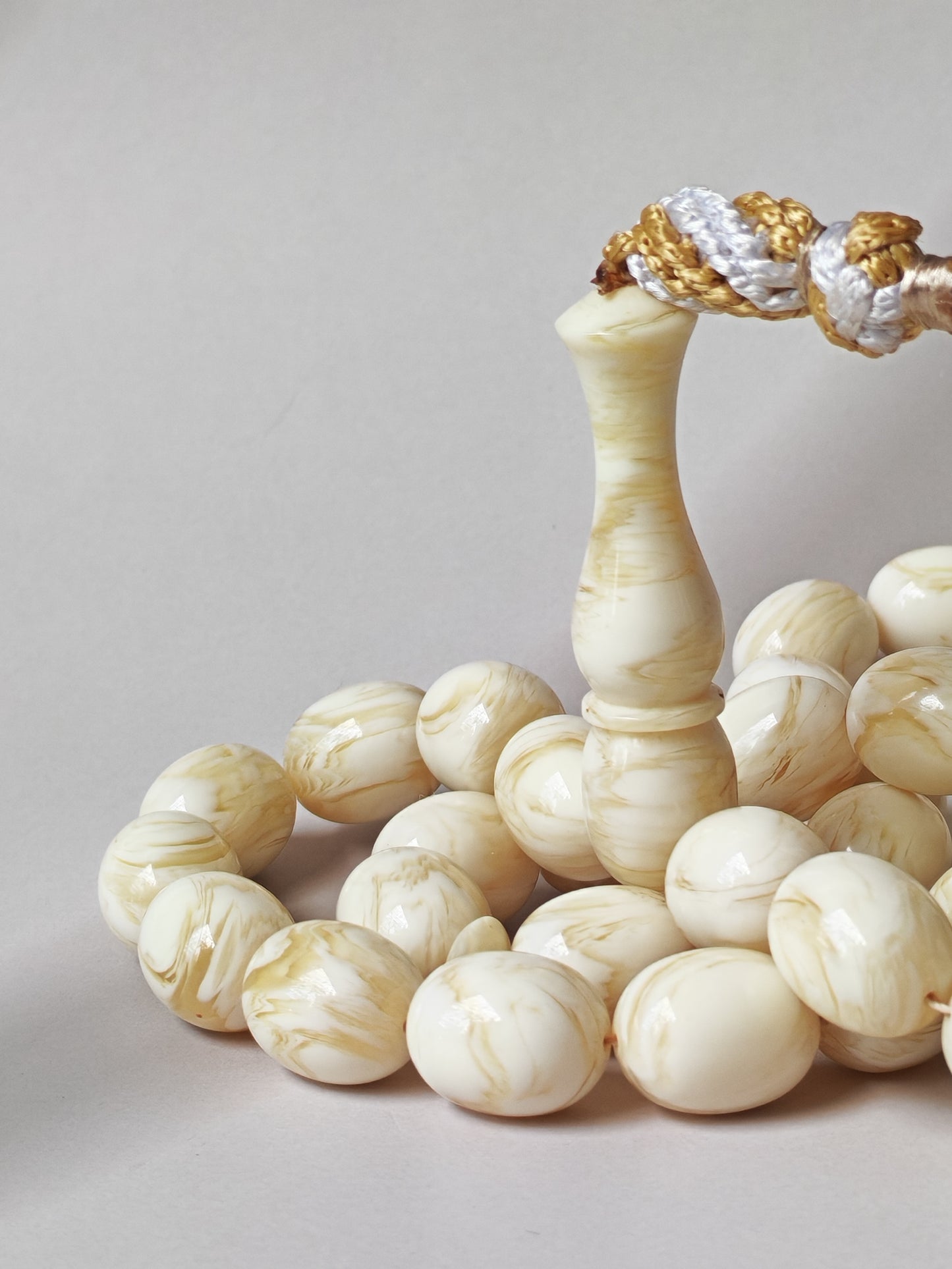 White French Galalith Rosary Tornado 33 Beads