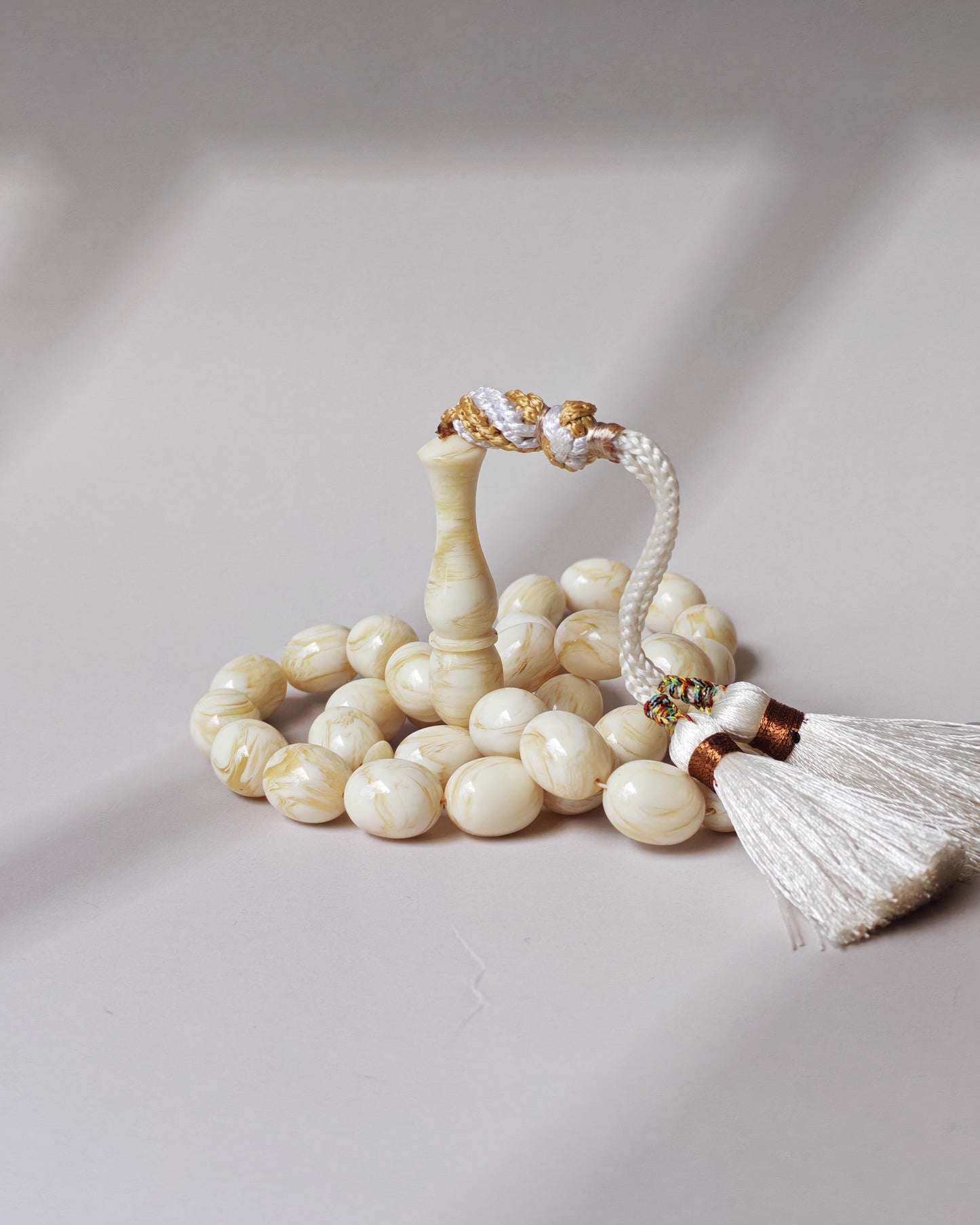 White French Galalith Rosary Tornado 33 Beads