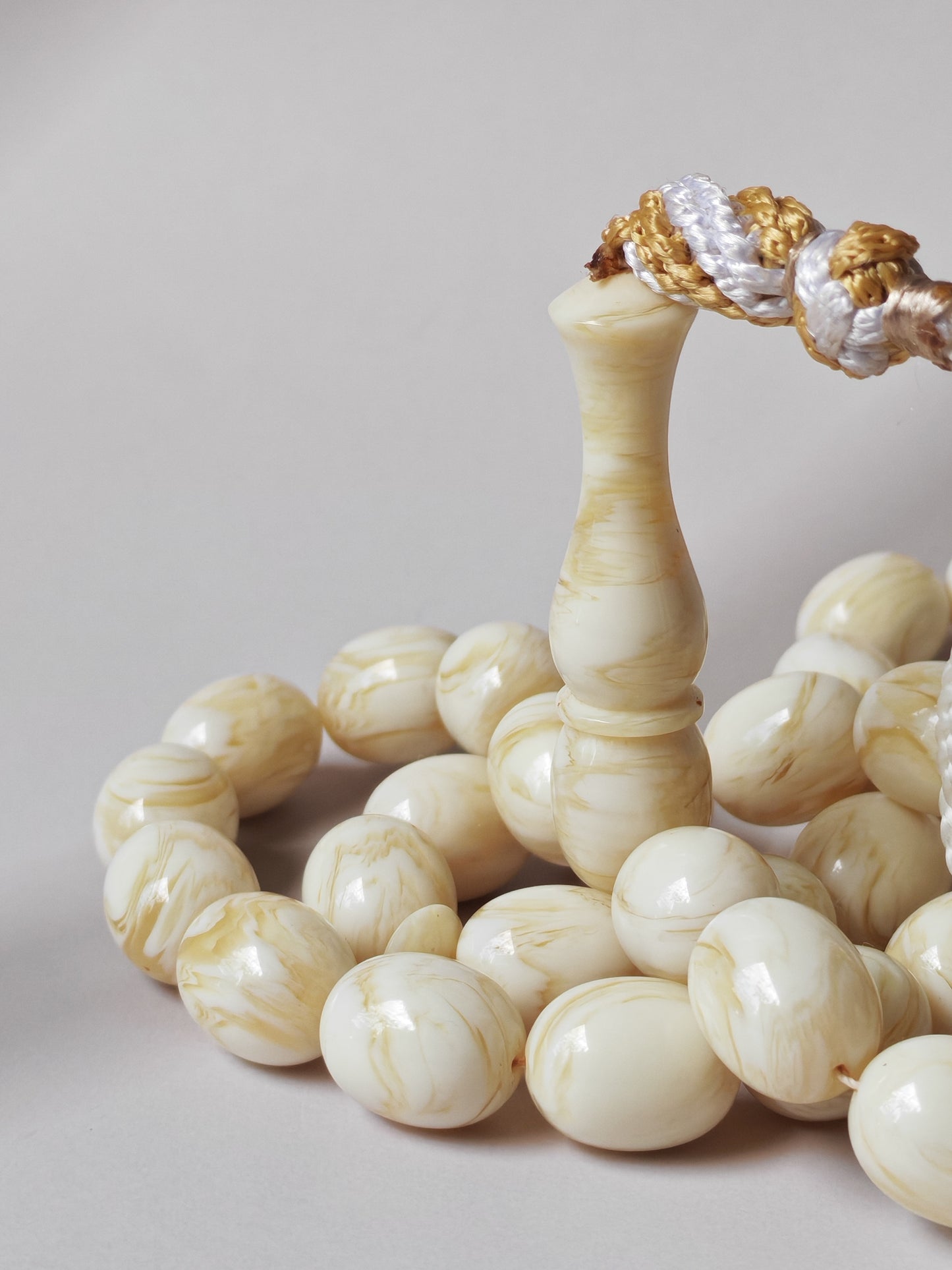 White French Galalith Rosary Tornado 33 Beads