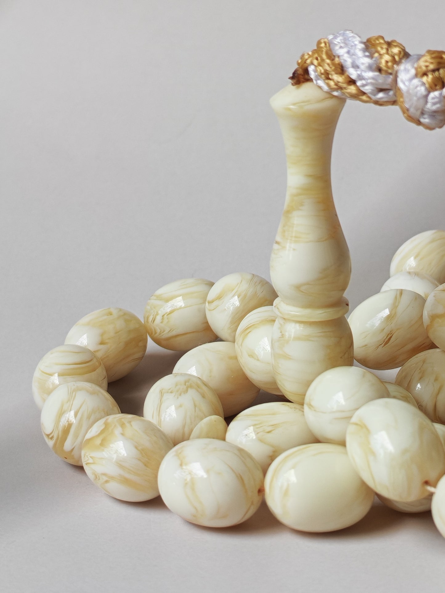 White French Galalith Rosary Tornado 33 Beads