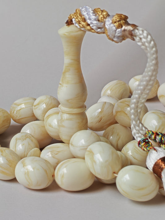White French Galalith Rosary Tornado 33 Beads