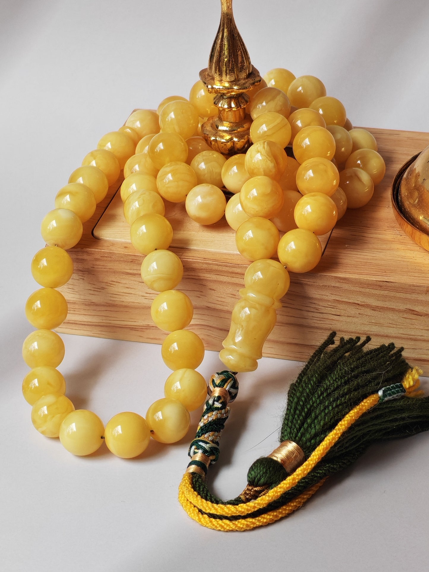 Large Natural Amber Tasbih with Multiple Color Patterns 82g 55 Beads