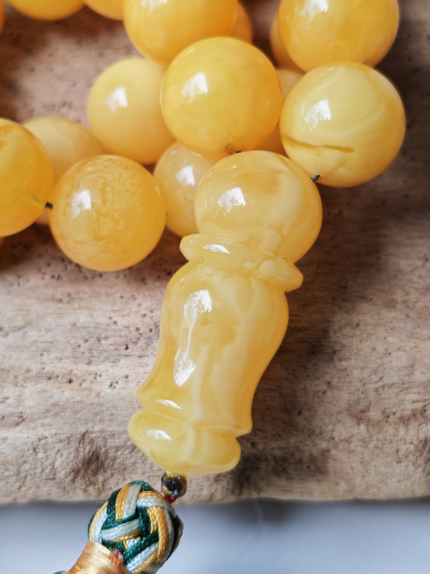 Large Natural Amber Tasbih with Multiple Color Patterns 82g 55 Beads