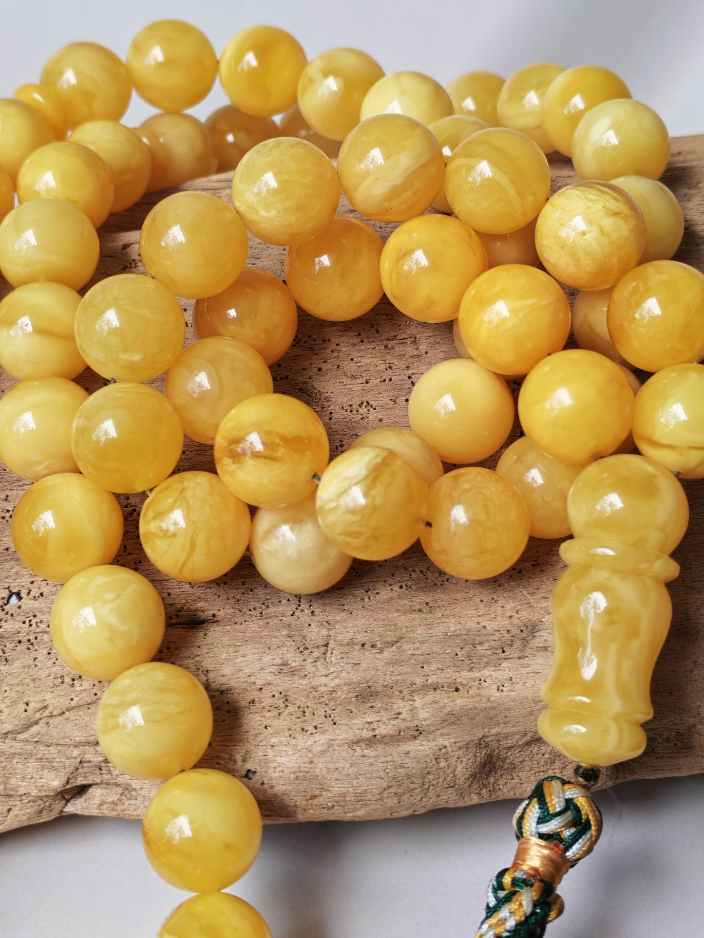 Large Natural Amber Tasbih with Multiple Color Patterns 82g 55 Beads