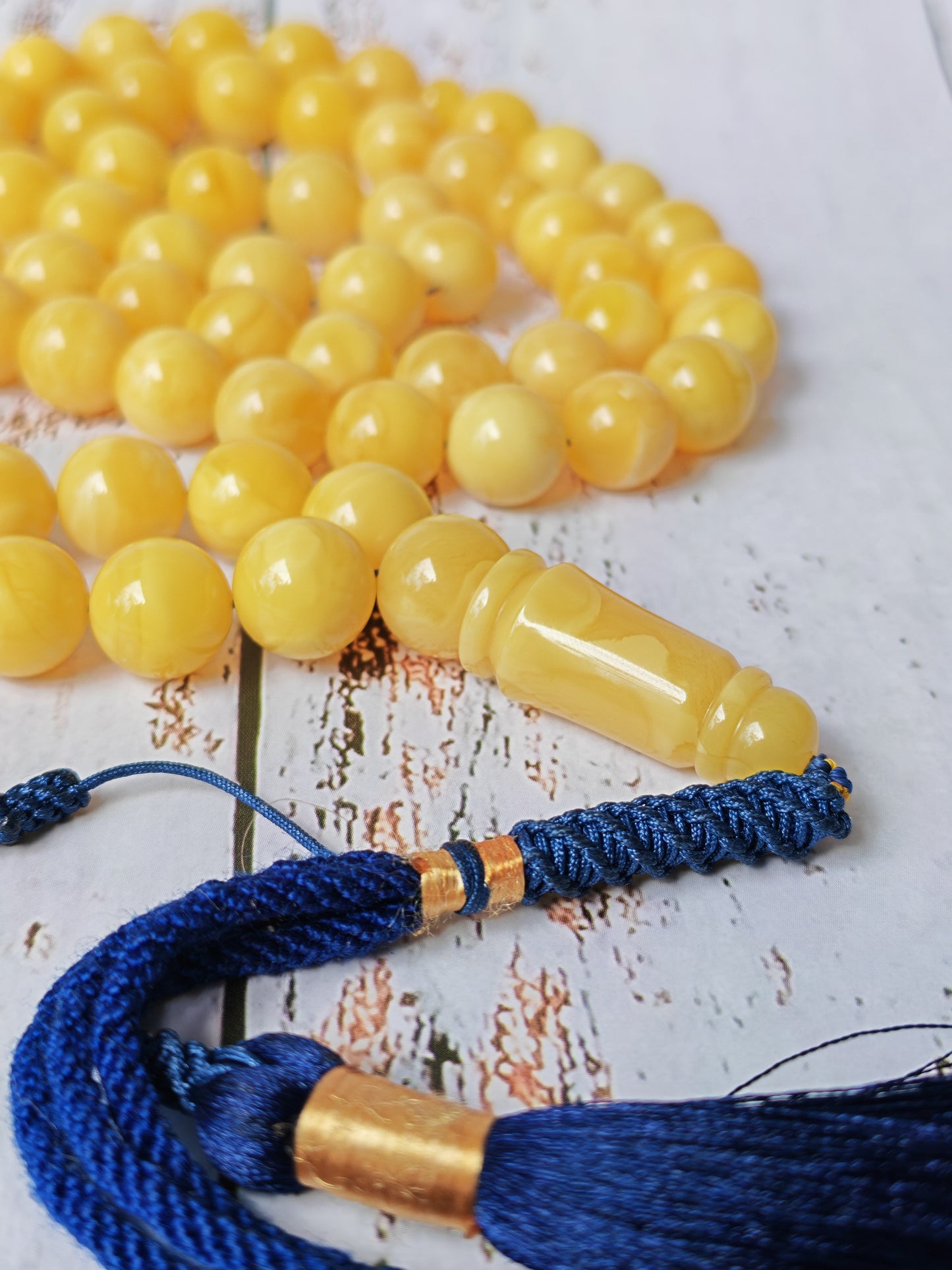 Long Collectible Natural Butterscotch Amber Rosary 67 Beads