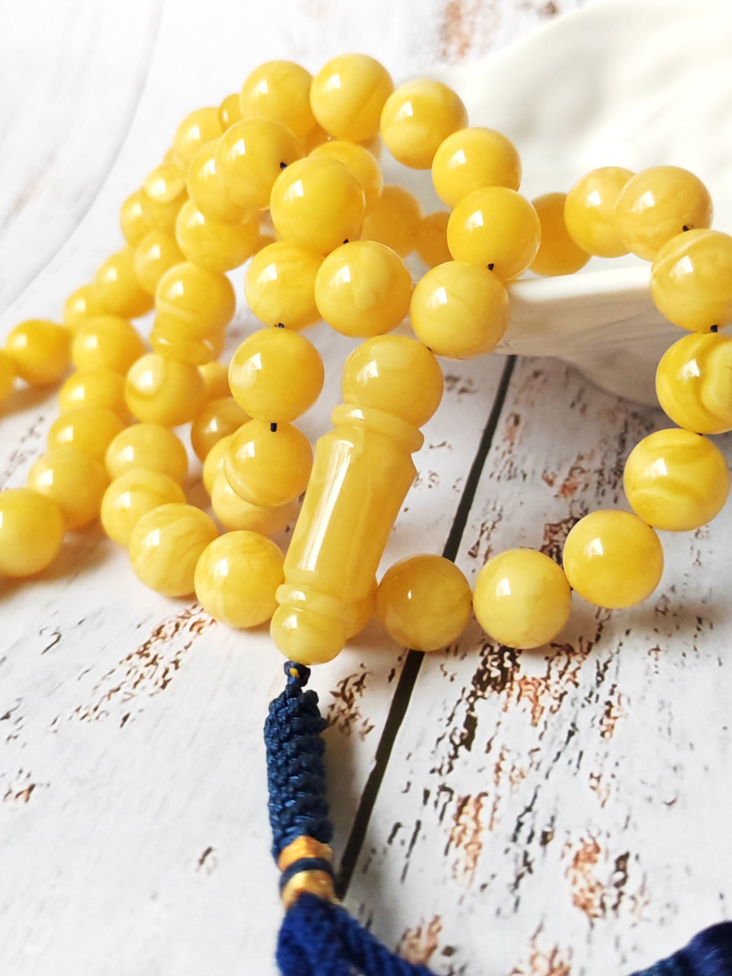Long Collectible Natural Butterscotch Amber Rosary 67 Beads