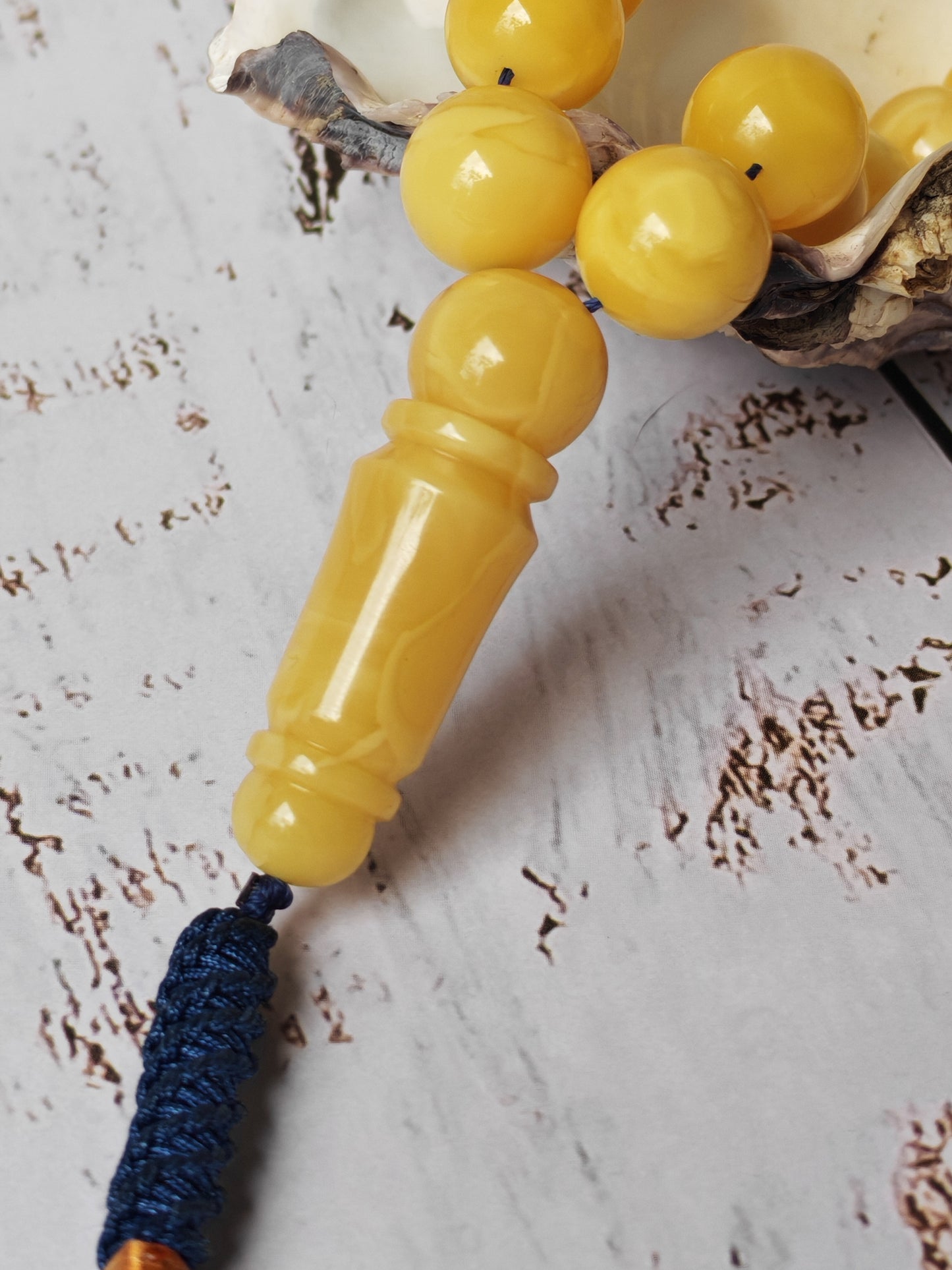 Long Collectible Natural Butterscotch Amber Rosary 67 Beads