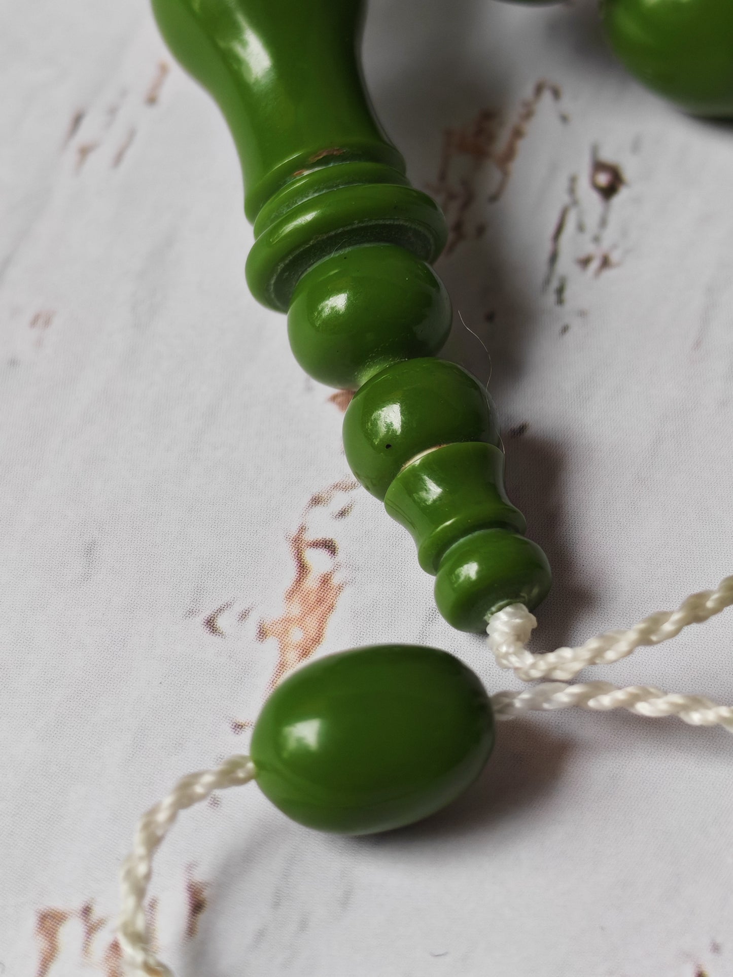 British Bakelite Olive-Bead Rosary – 35 Beads | Heavy, Collectible Craft from Egypt (71g)