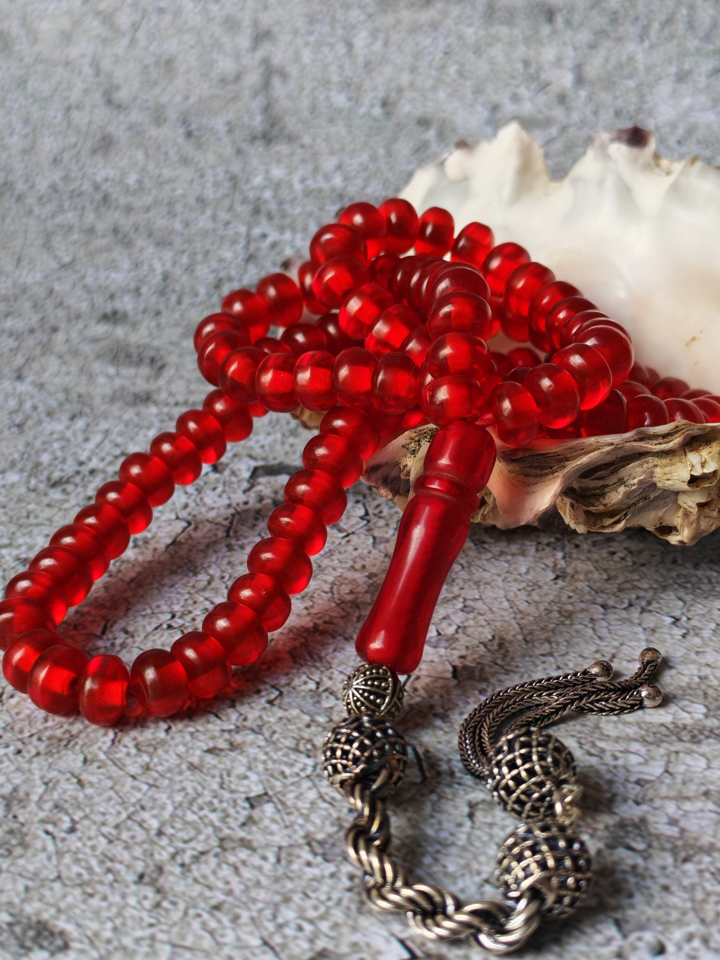 Antique German Bakelite Rosary | Red Donut Beads | 99 Beads