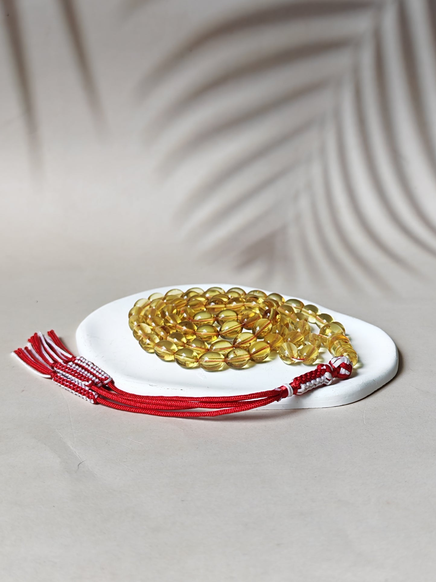 Transparent Micro Citron Amber Rosary – 66 Small Olive Beads