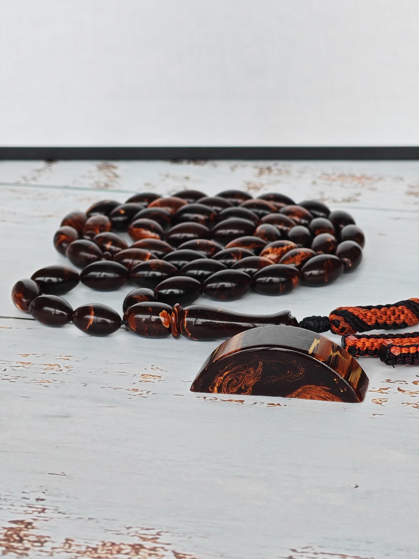 Galaxy Brown Bakelite Tasbih | 51 Olive Beads | Checkers Origin | 30.8g