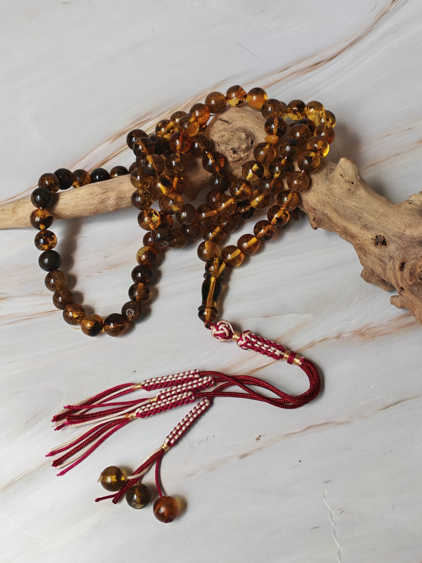 Green Sea Amber Tasbih – 99+3 Beads | 9mm | Long Rosary