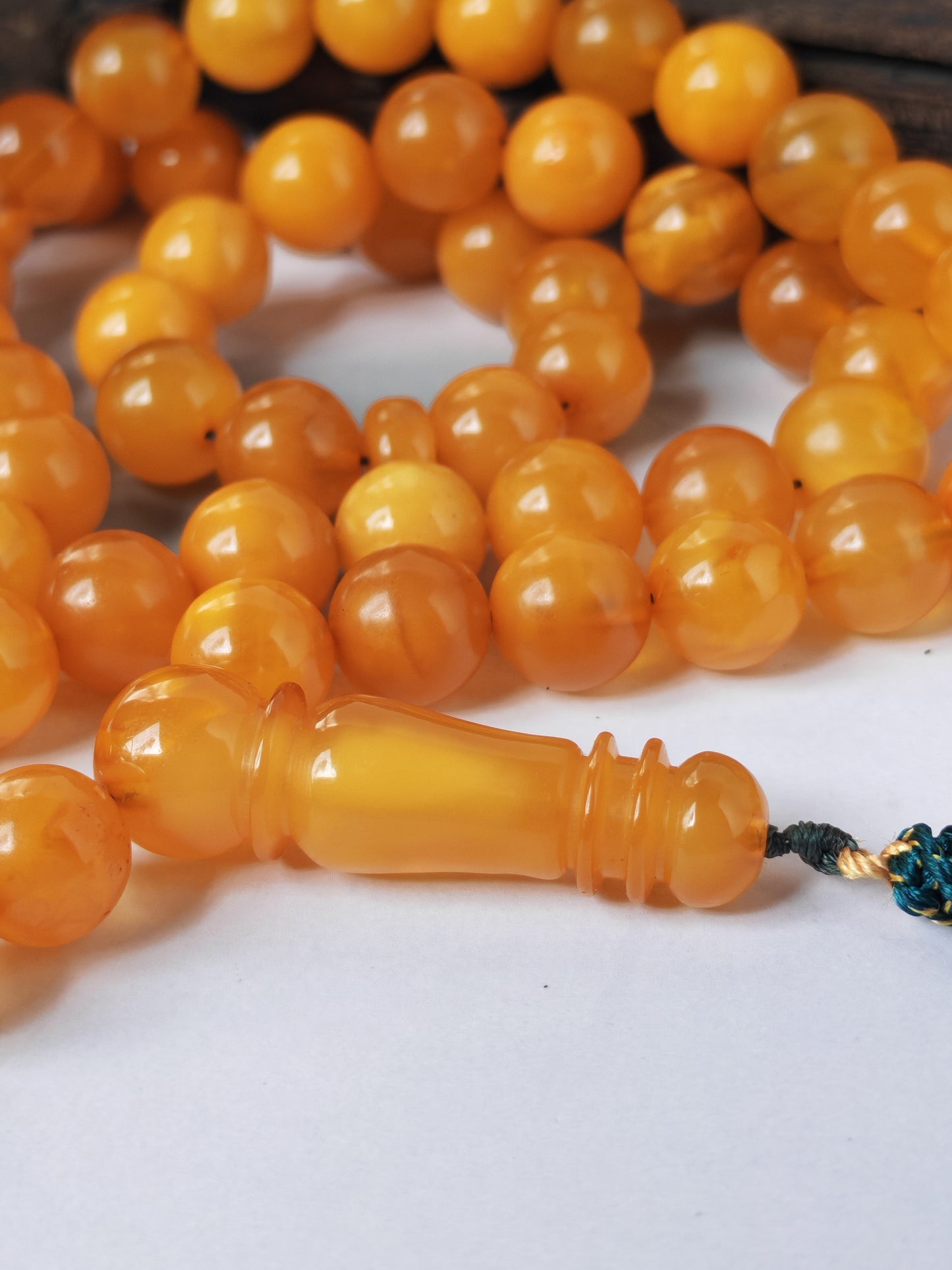 Dark Aged Natural Baltic Amber Misbah | 66 Beads + 3 spare | Antique Color | Aged Honey