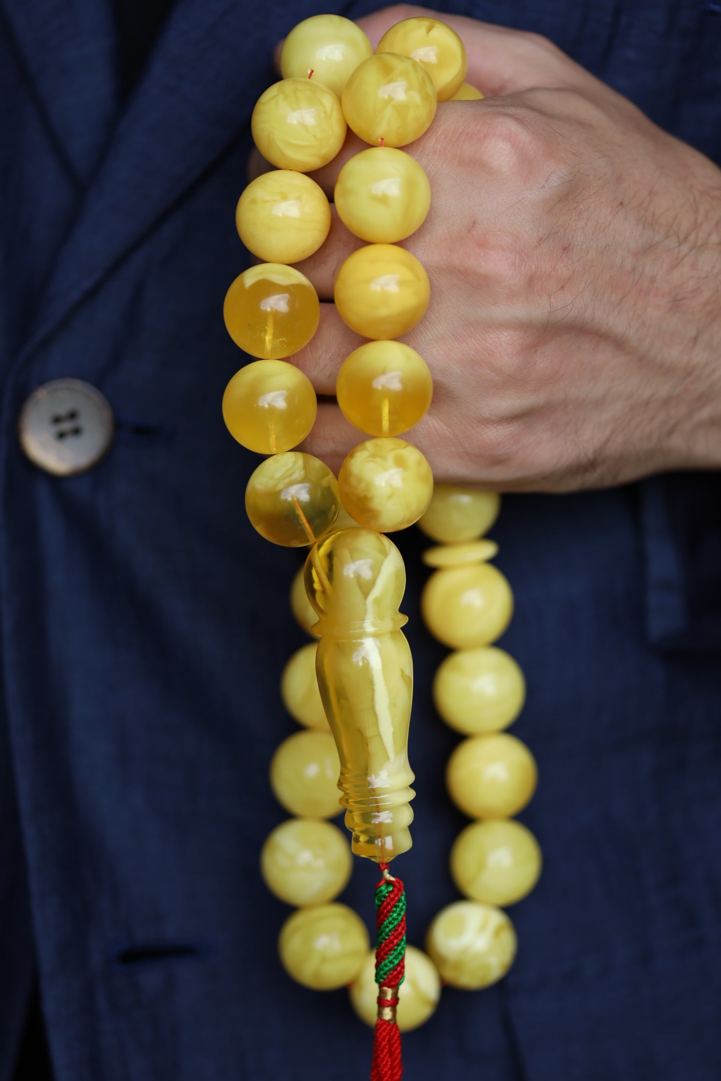 Huge Butterscotch Natural Amber Tasbih with Certificate 192g