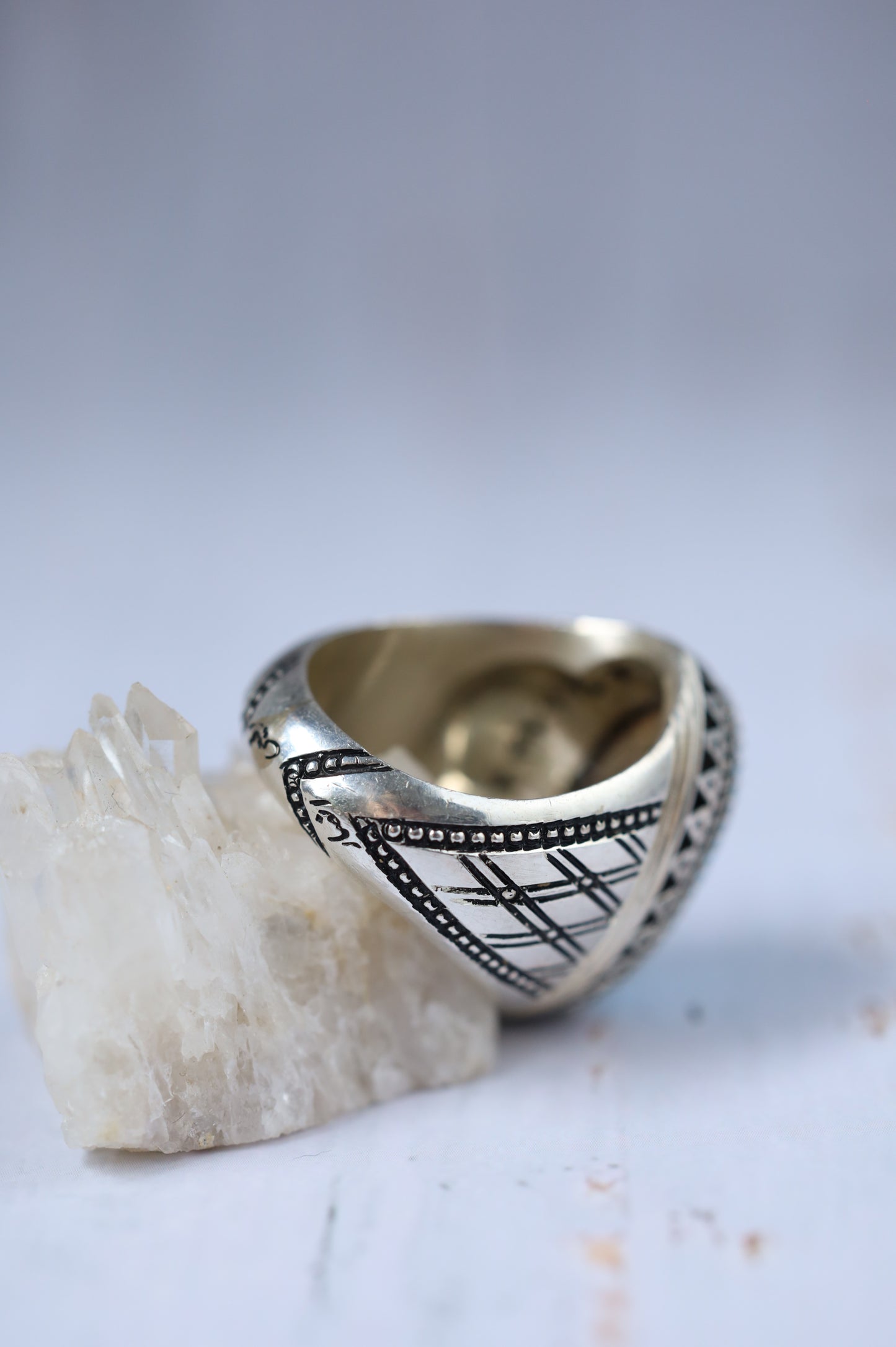 Large Persian Turquoise Ring in Silver – Neyshabur | Handcrafted by Rafiee