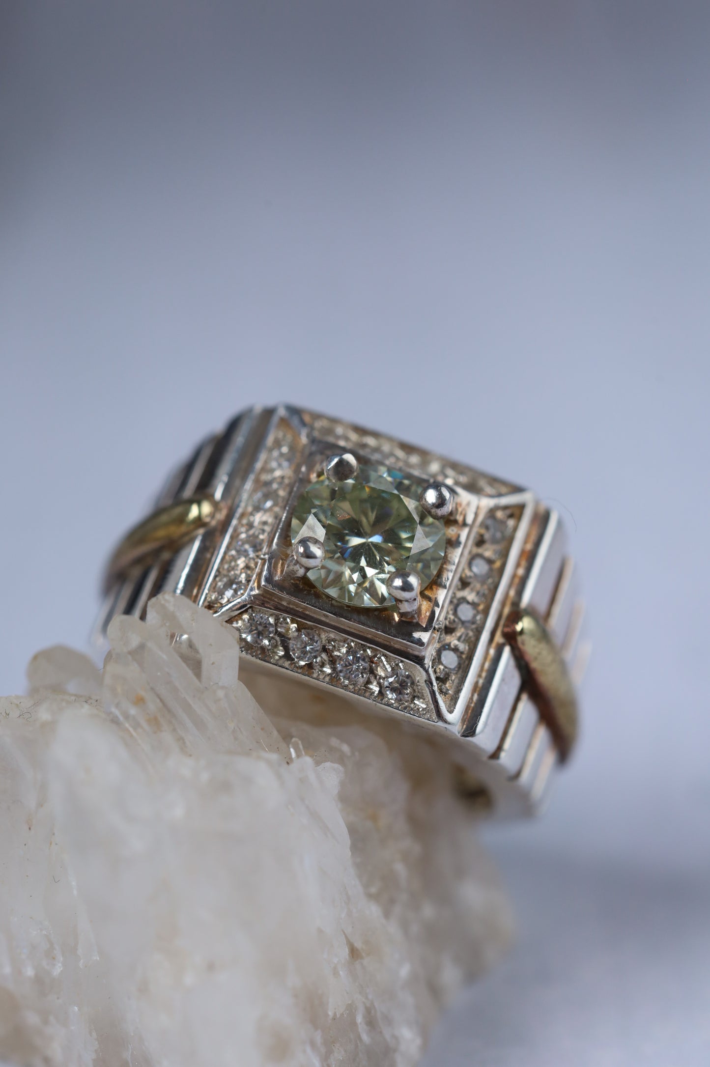 Natural Moissanite Ring in 925 Silver | Square Setting