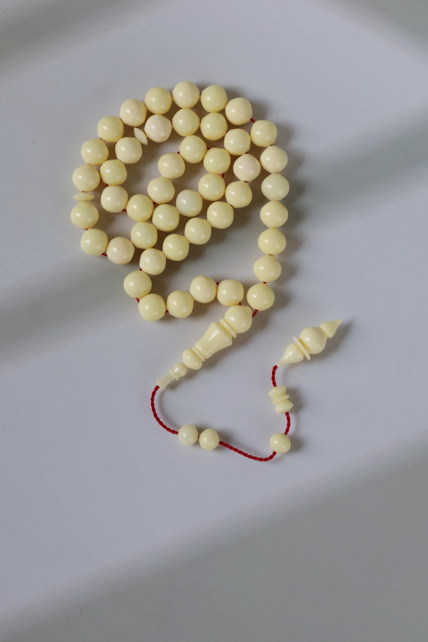Ivory Cream Bakelite Tasbih – 45 Beads, Rare Istanbul Shape