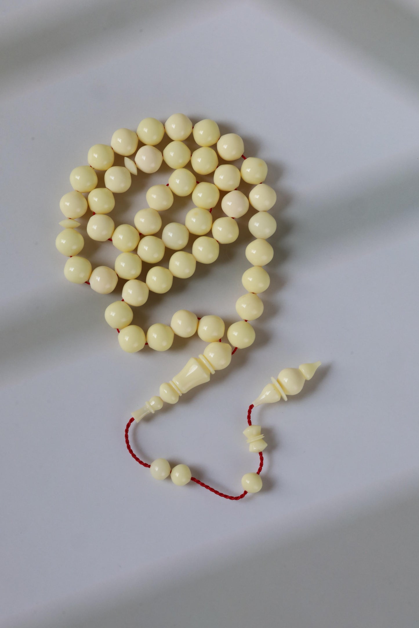 Ivory Cream Bakelite Tasbih – 45 Beads, Rare Istanbul Shape
