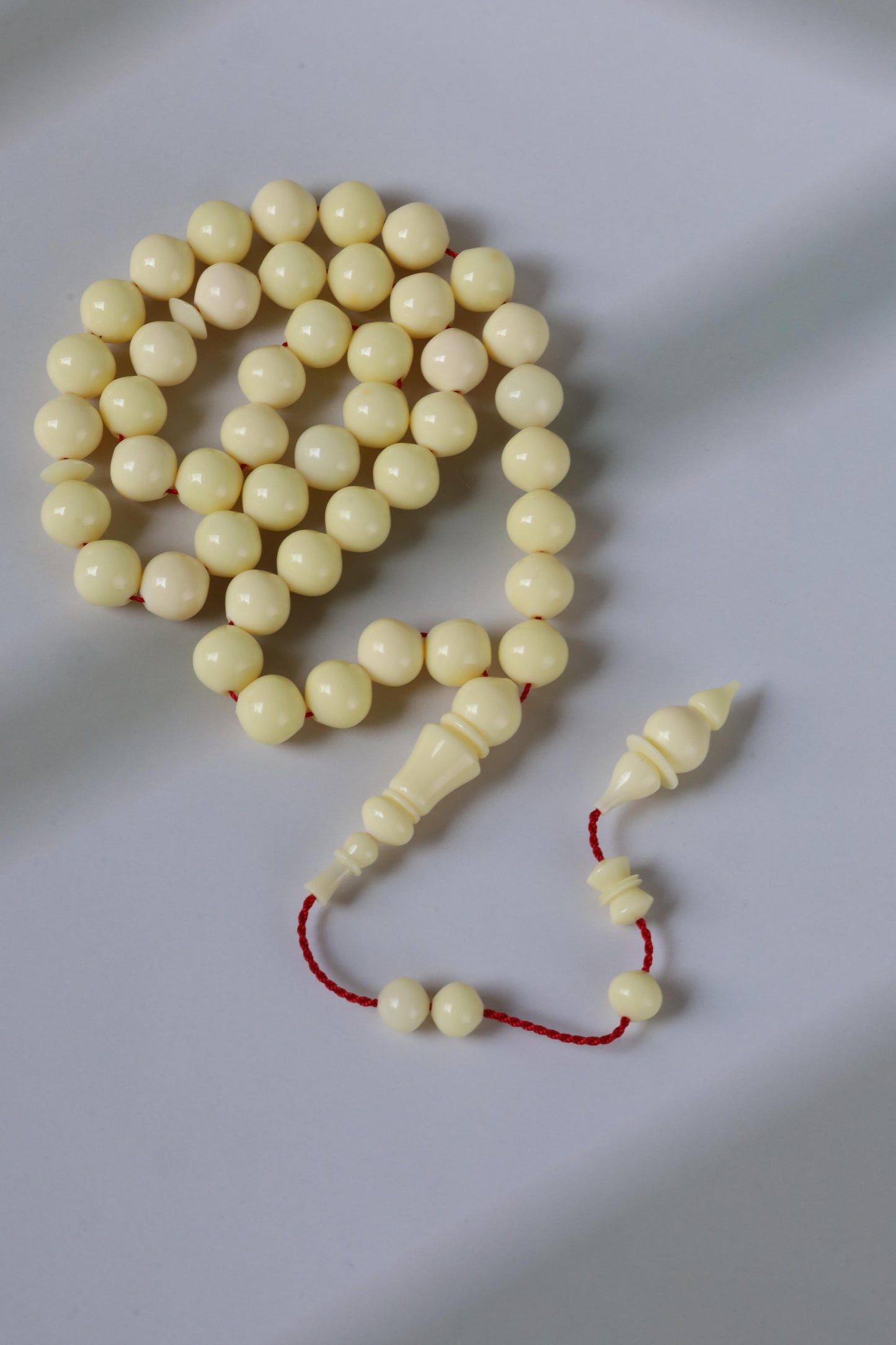Ivory Cream Bakelite Tasbih – 45 Beads, Rare Istanbul Shape