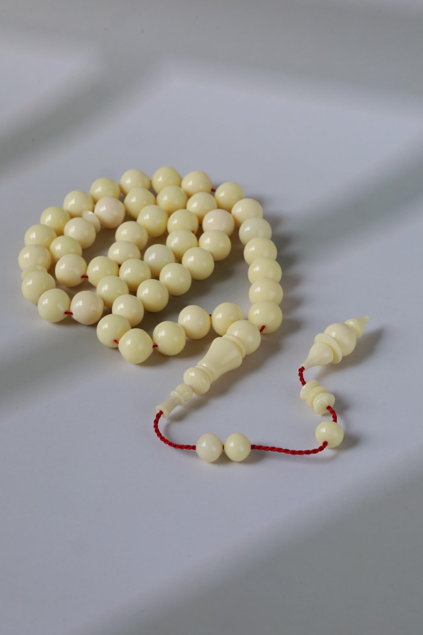 Ivory Cream Bakelite Tasbih – 45 Beads, Rare Istanbul Shape