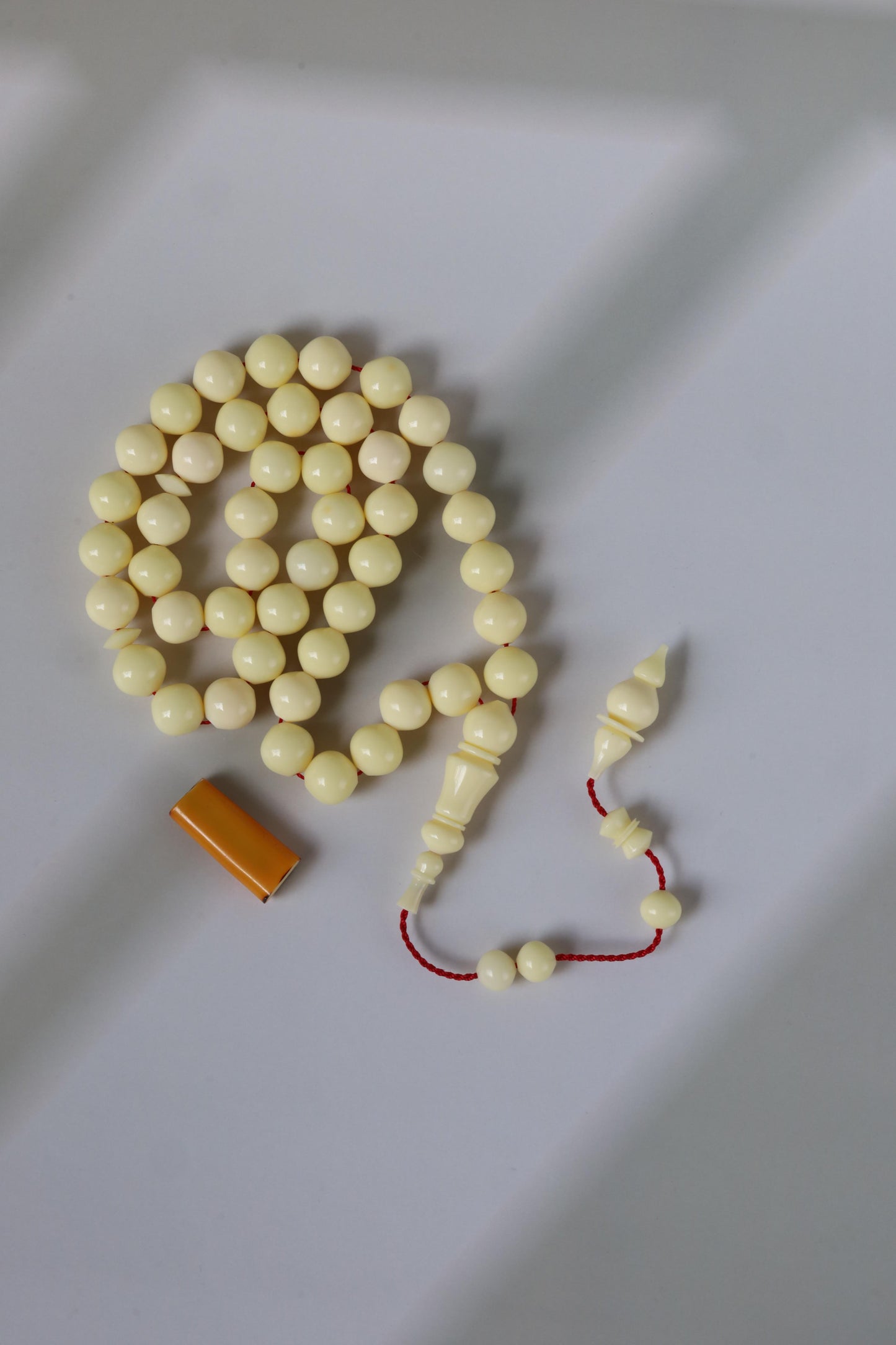 Ivory Cream Bakelite Tasbih – 45 Beads, Rare Istanbul Shape