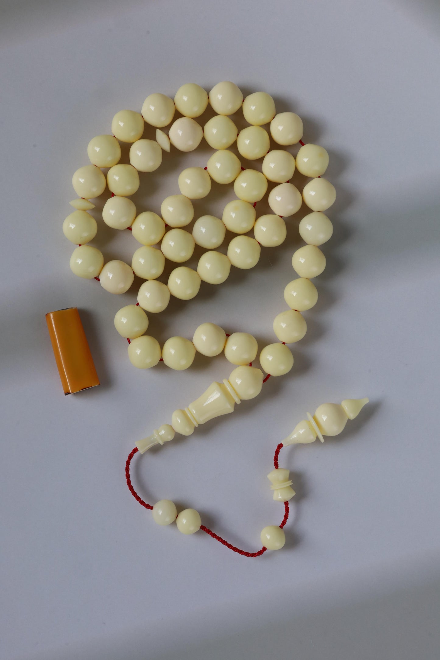 Ivory Cream Bakelite Tasbih – 45 Beads, Rare Istanbul Shape