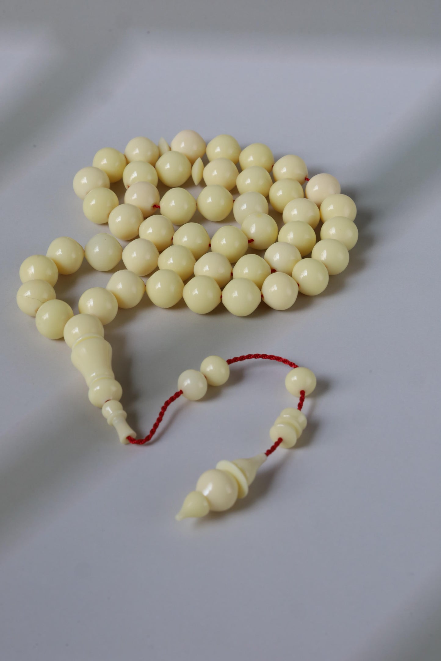 Ivory Cream Bakelite Tasbih – 45 Beads, Rare Istanbul Shape