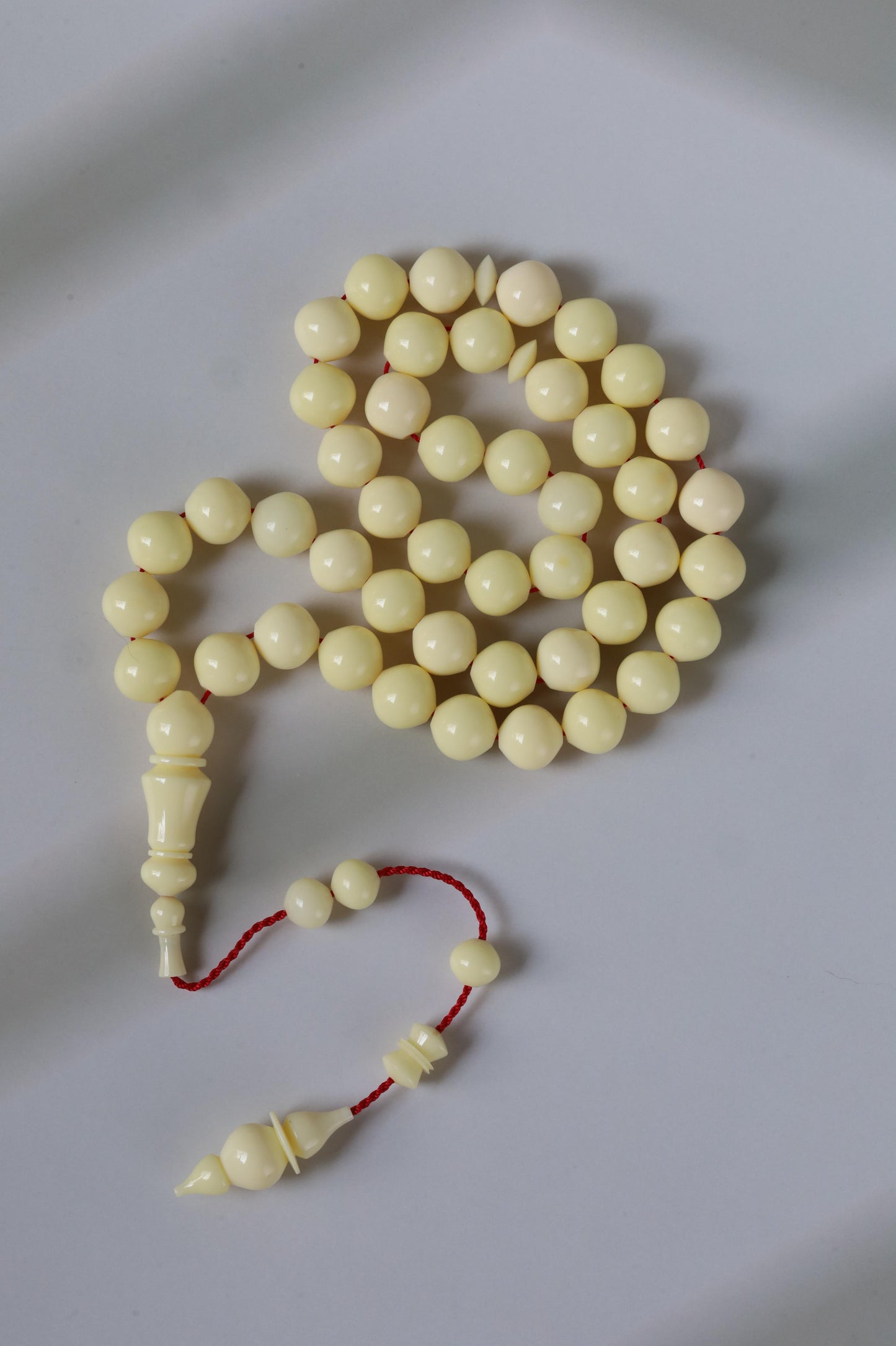 Ivory Cream Bakelite Tasbih – 45 Beads, Rare Istanbul Shape