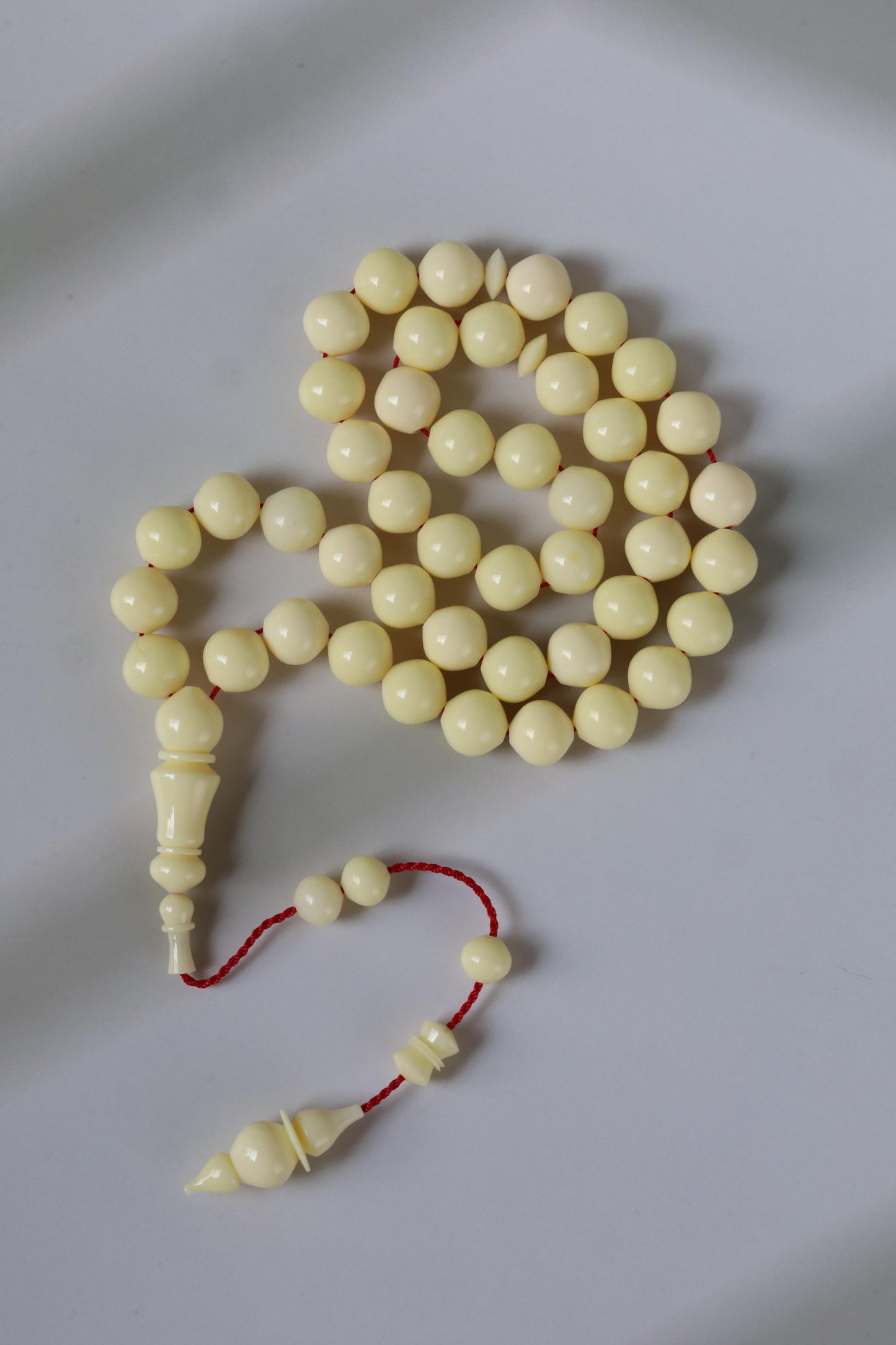 Ivory Cream Bakelite Tasbih – 45 Beads, Rare Istanbul Shape