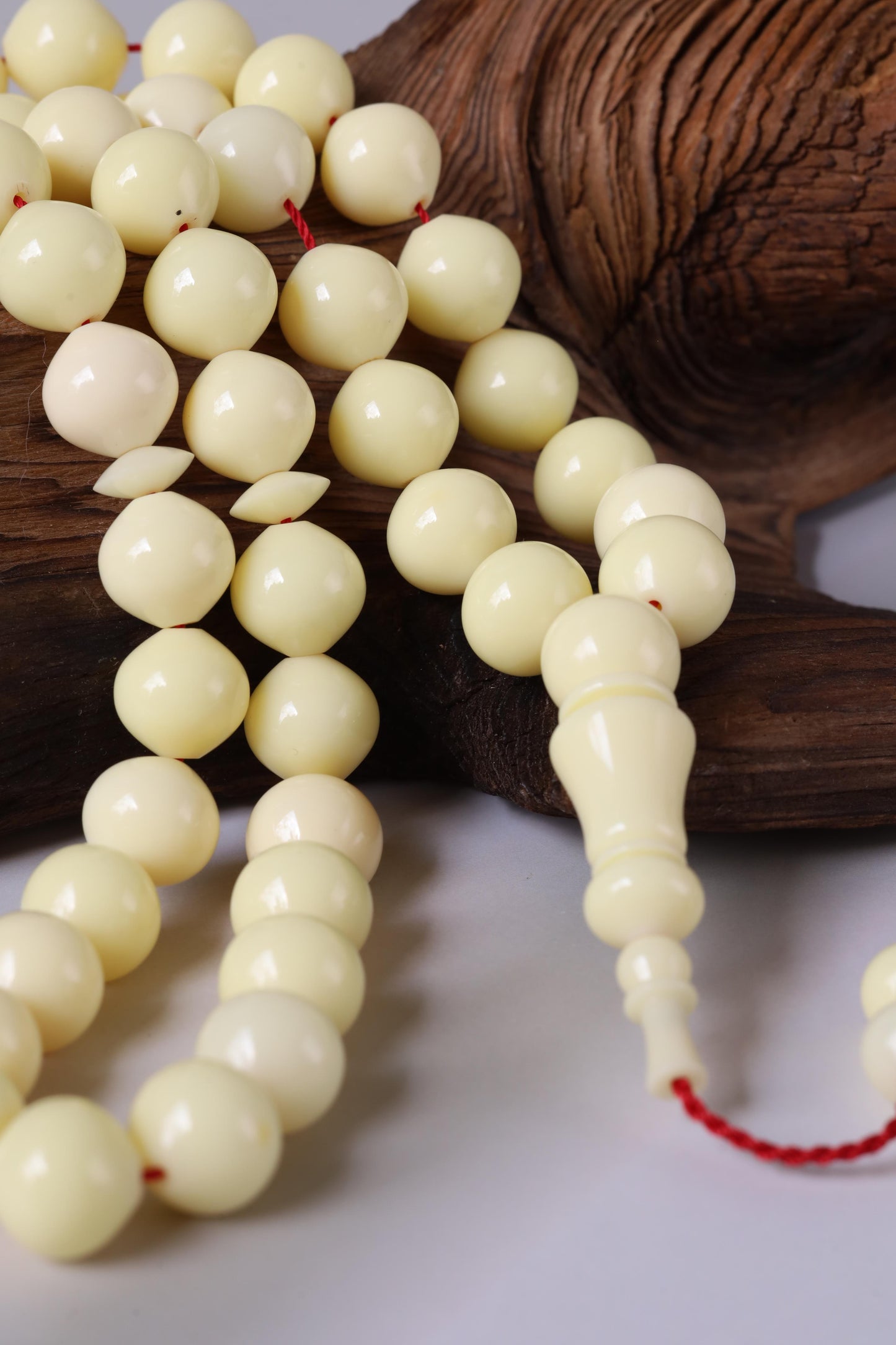 Ivory Cream Bakelite Tasbih – 45 Beads, Rare Istanbul Shape