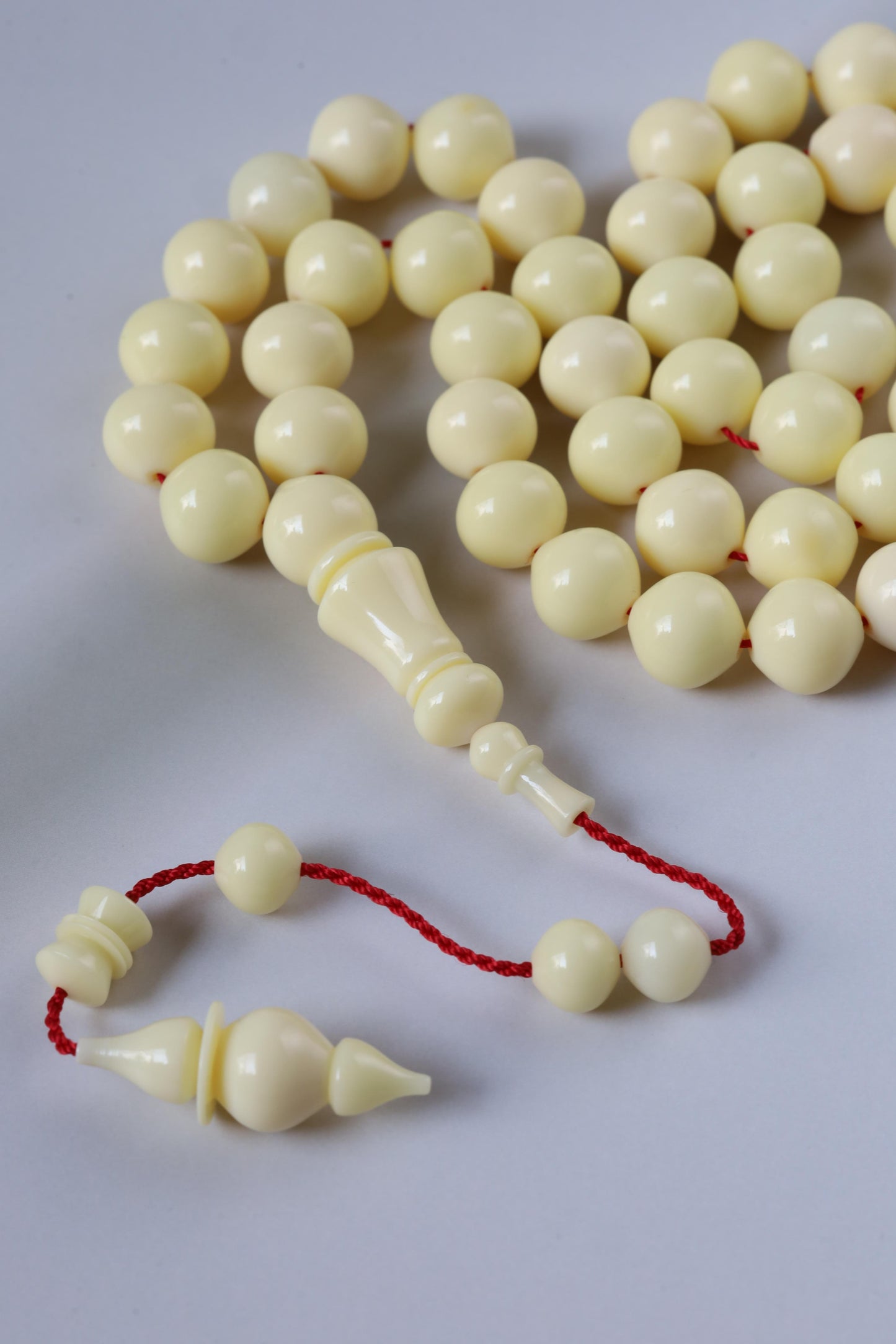 COLOR CHANGE UPDATE | Ivory Cream Bakelite Tasbih – 45 Beads, Rare Istanbul Shape