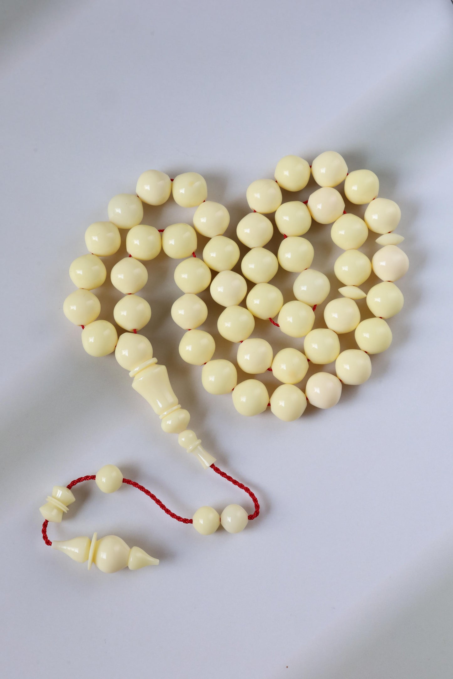 Ivory Cream Bakelite Tasbih – 45 Beads, Rare Istanbul Shape