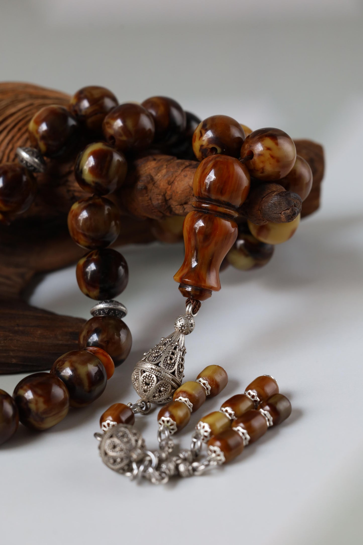 Rare Jumbo Antique German Bakelite Misbah – 33 Beads, 17mm