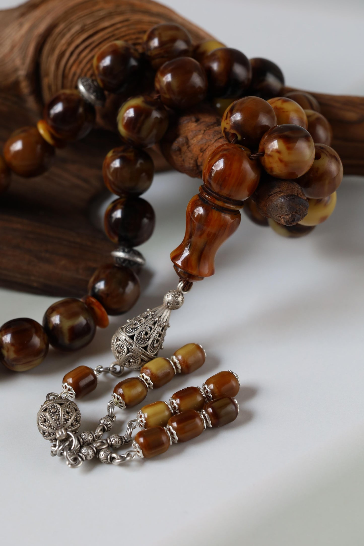 Rare Jumbo Antique German Bakelite Misbah – 33 Beads, 17mm