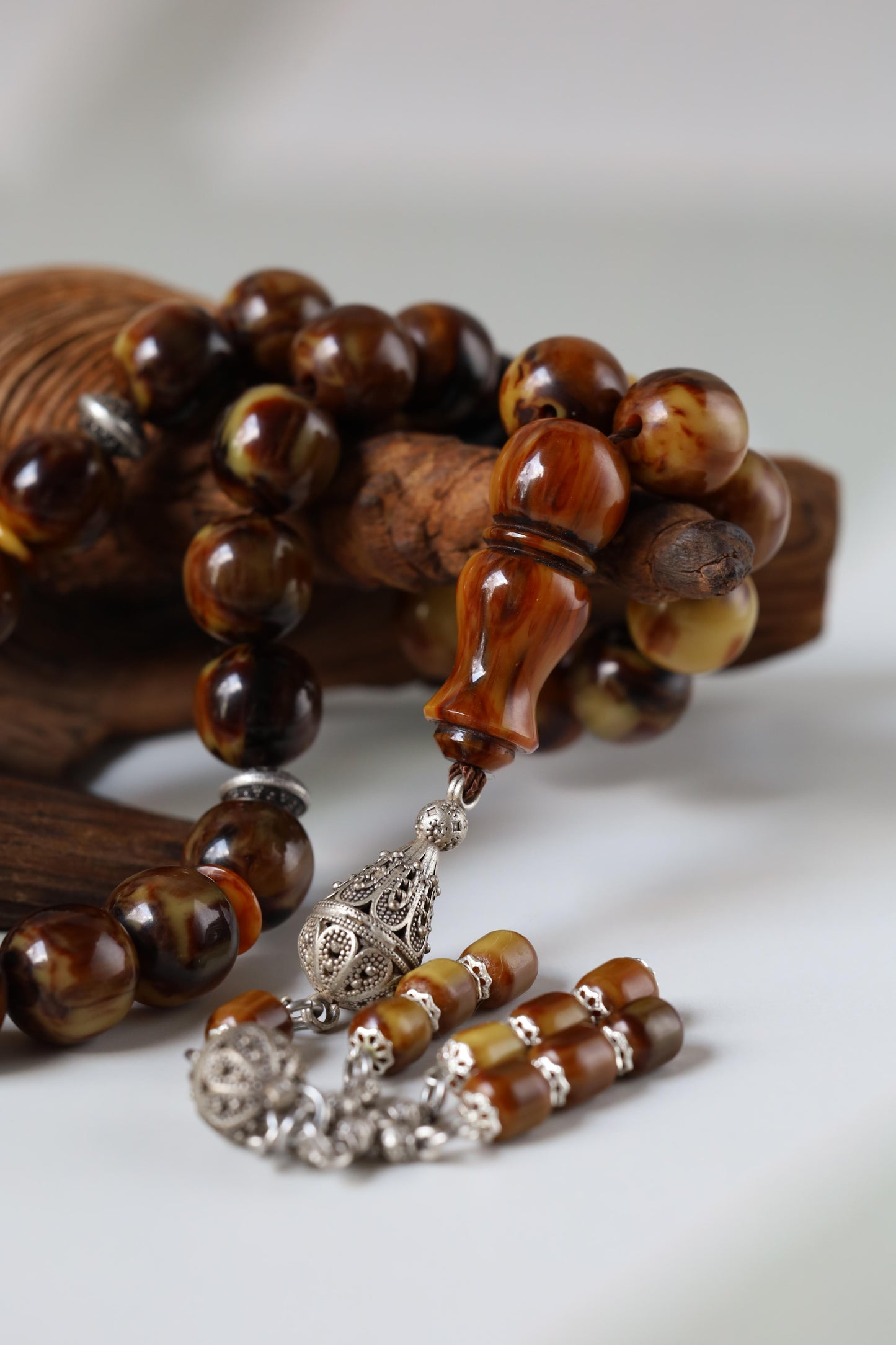 Rare Jumbo Antique German Bakelite Misbah – 33 Beads, 17mm