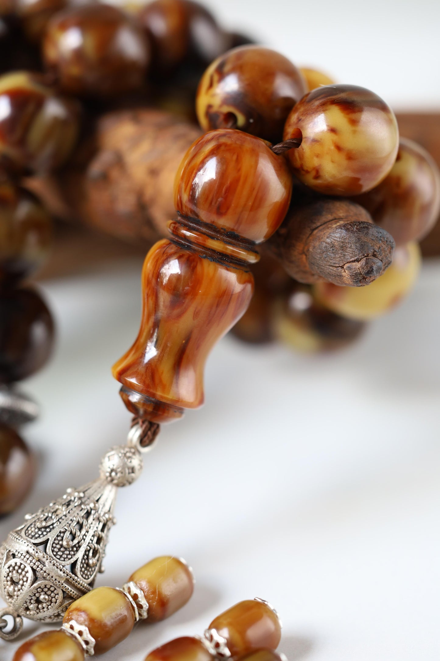 Rare Jumbo Antique German Bakelite Misbah – 33 Beads, 17mm