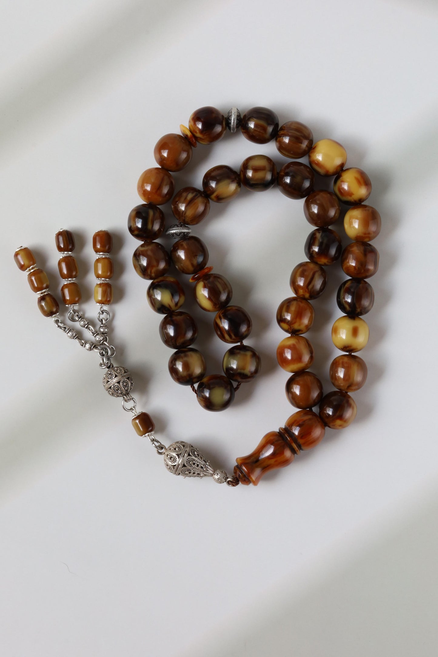 Rare Jumbo Antique German Bakelite Misbah – 33 Beads, 17mm