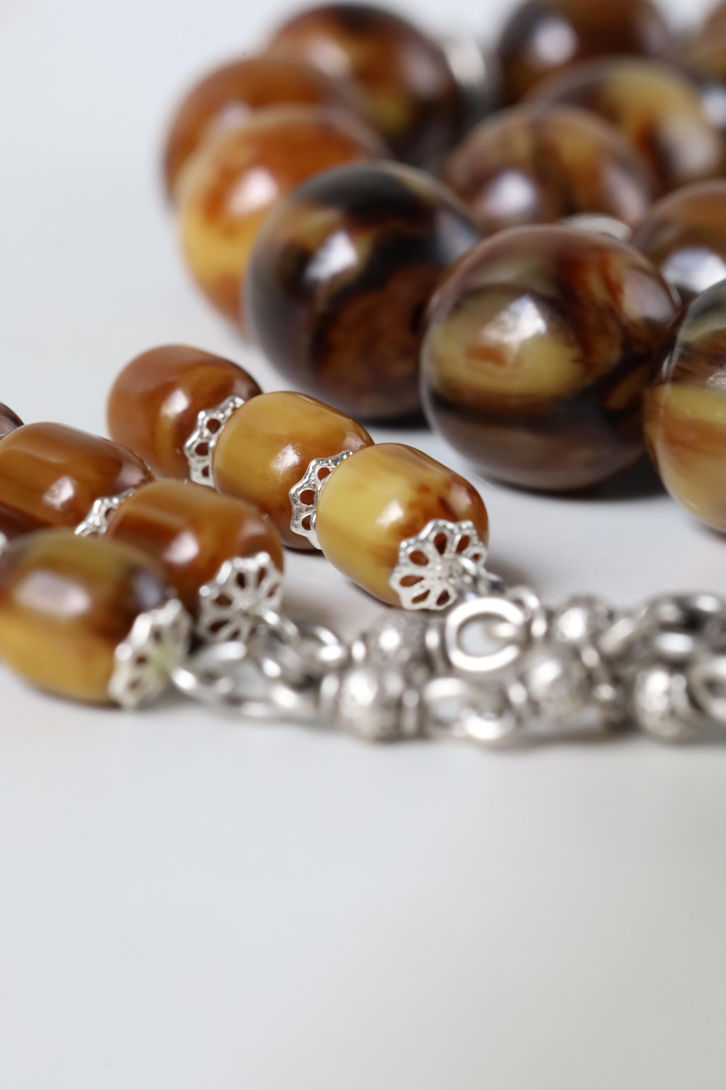 Rare Jumbo Antique German Bakelite Misbah – 33 Beads, 17mm