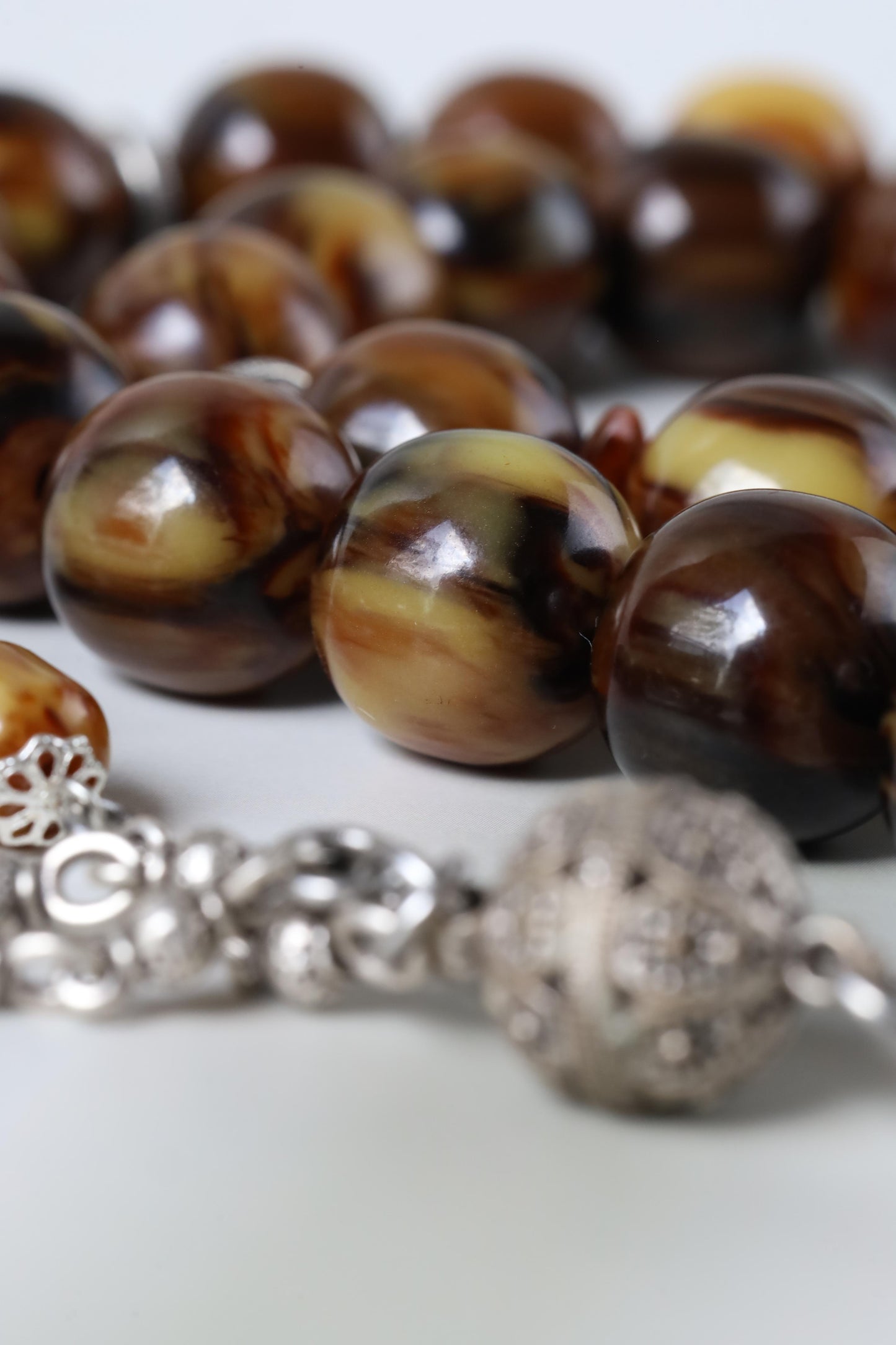 Rare Jumbo Antique German Bakelite Misbah – 33 Beads, 17mm