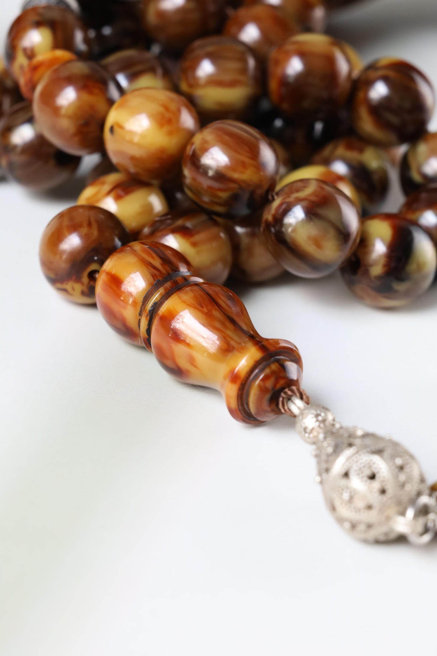 Rare Jumbo Antique German Bakelite Misbah – 33 Beads, 17mm
