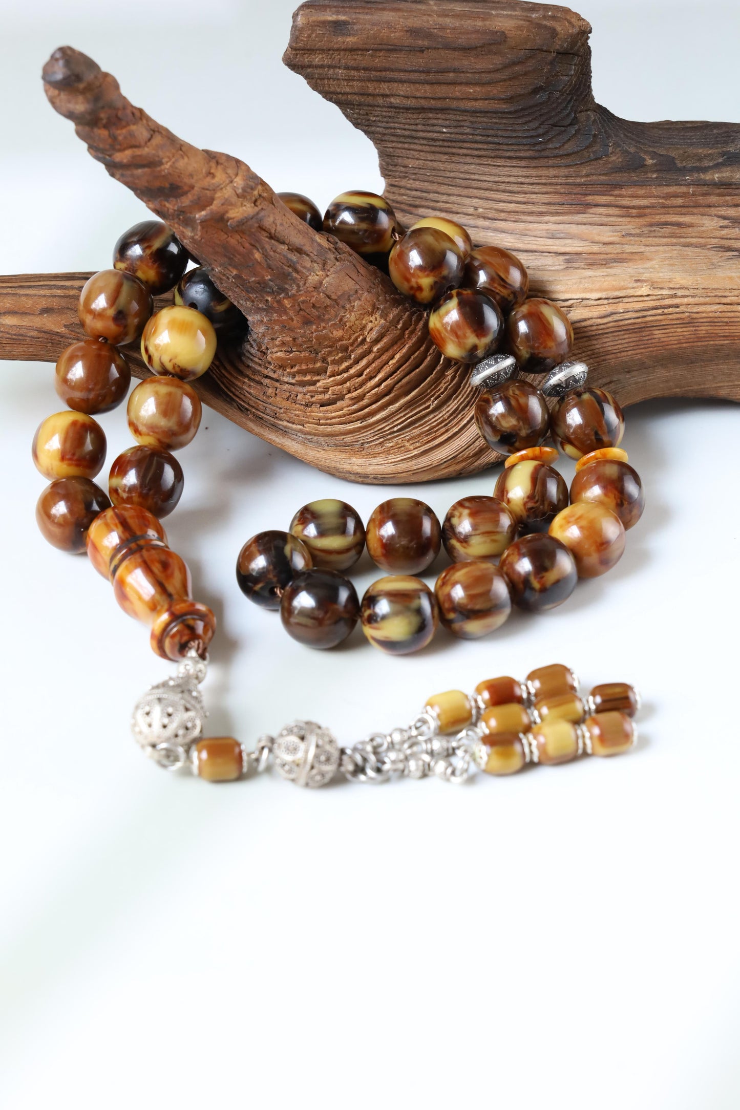 Rare Jumbo Antique German Bakelite Misbah – 33 Beads, 17mm