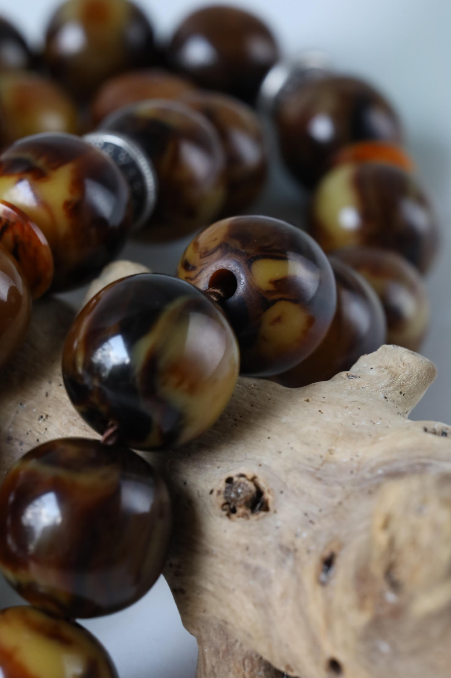 Rare Jumbo Antique German Bakelite Misbah – 33 Beads, 17mm