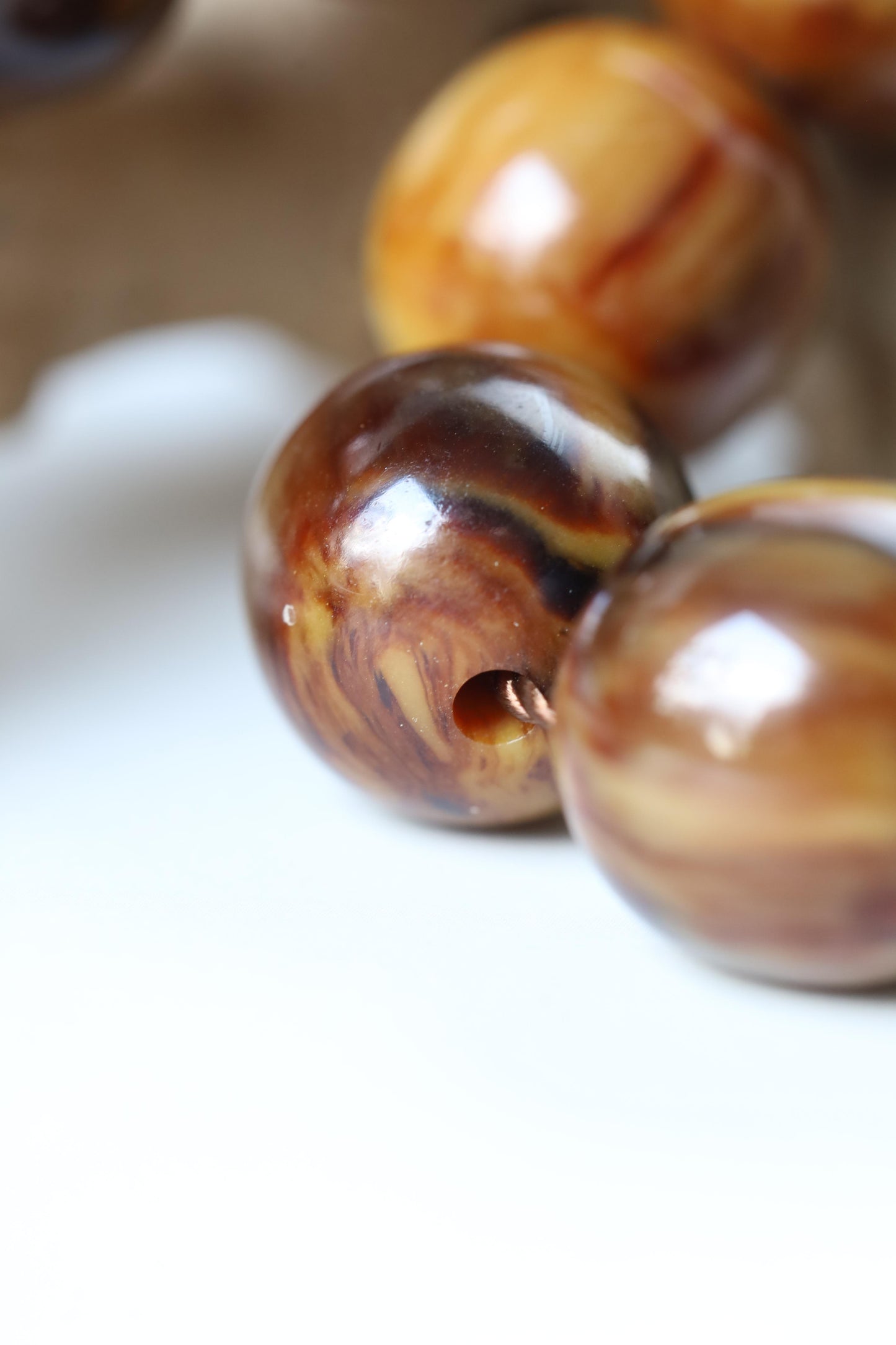 Rare Jumbo Antique German Bakelite Misbah – 33 Beads, 17mm