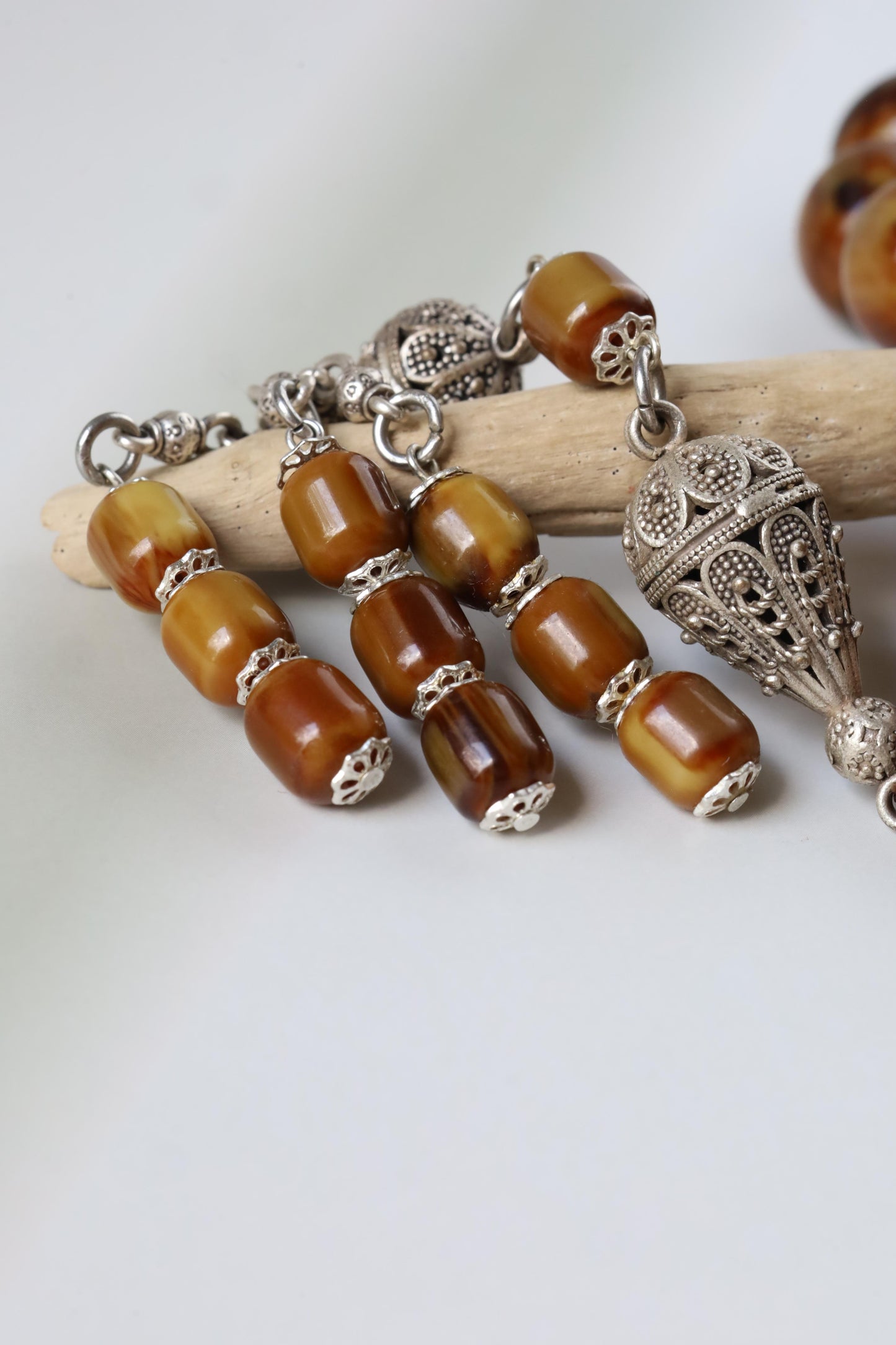 Rare Jumbo Antique German Bakelite Misbah – 33 Beads, 17mm