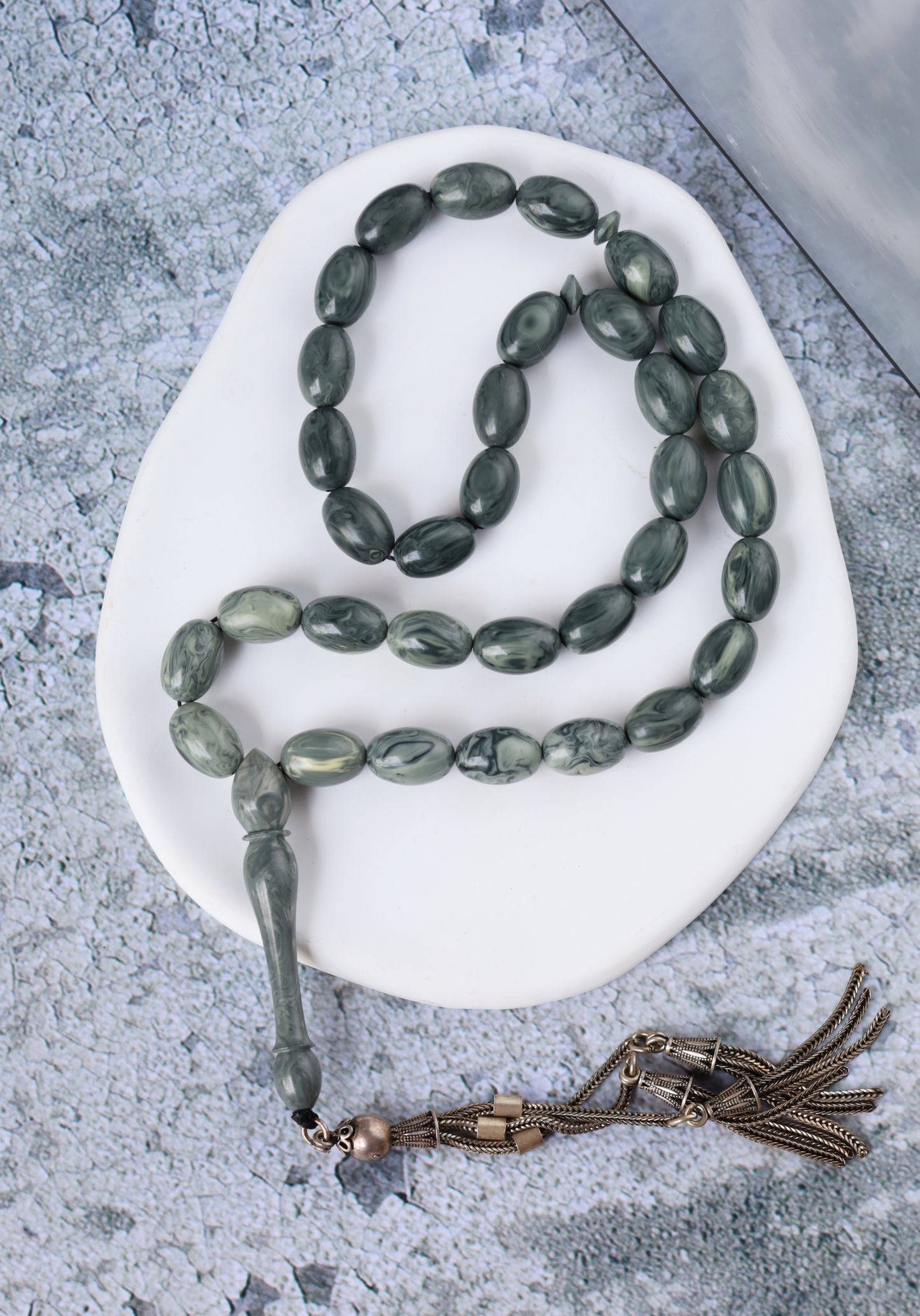 Chernobyl Old Bakelite Misbah – 33 Olive Beads