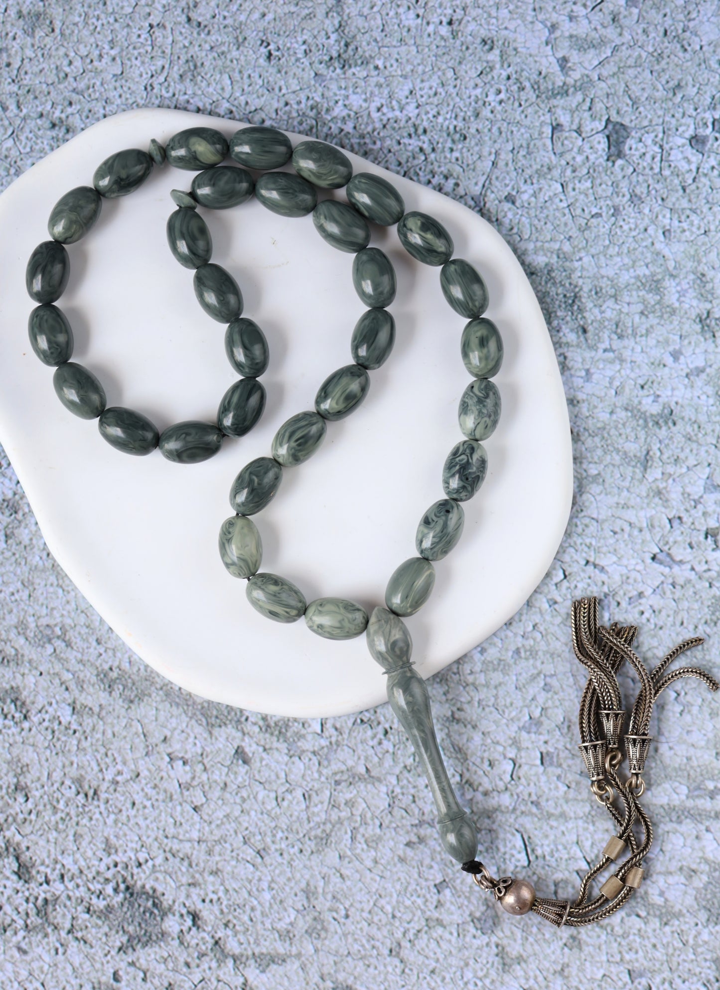 Chernobyl Old Bakelite Misbah – 33 Olive Beads