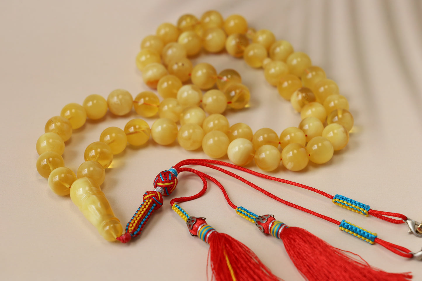Long Half-Half Pattern Amber Misbah – 57 Beads